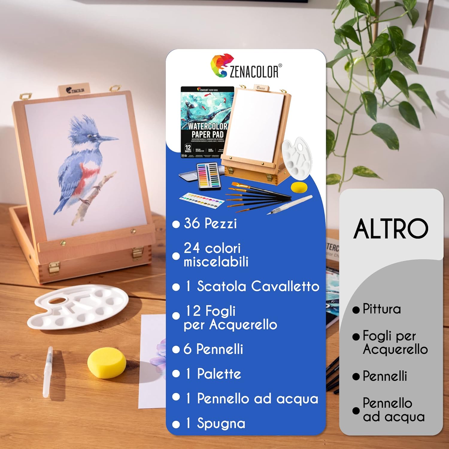 Zenacolor Set Acquarrelli Professionali 36 Pezzi - immagine 6