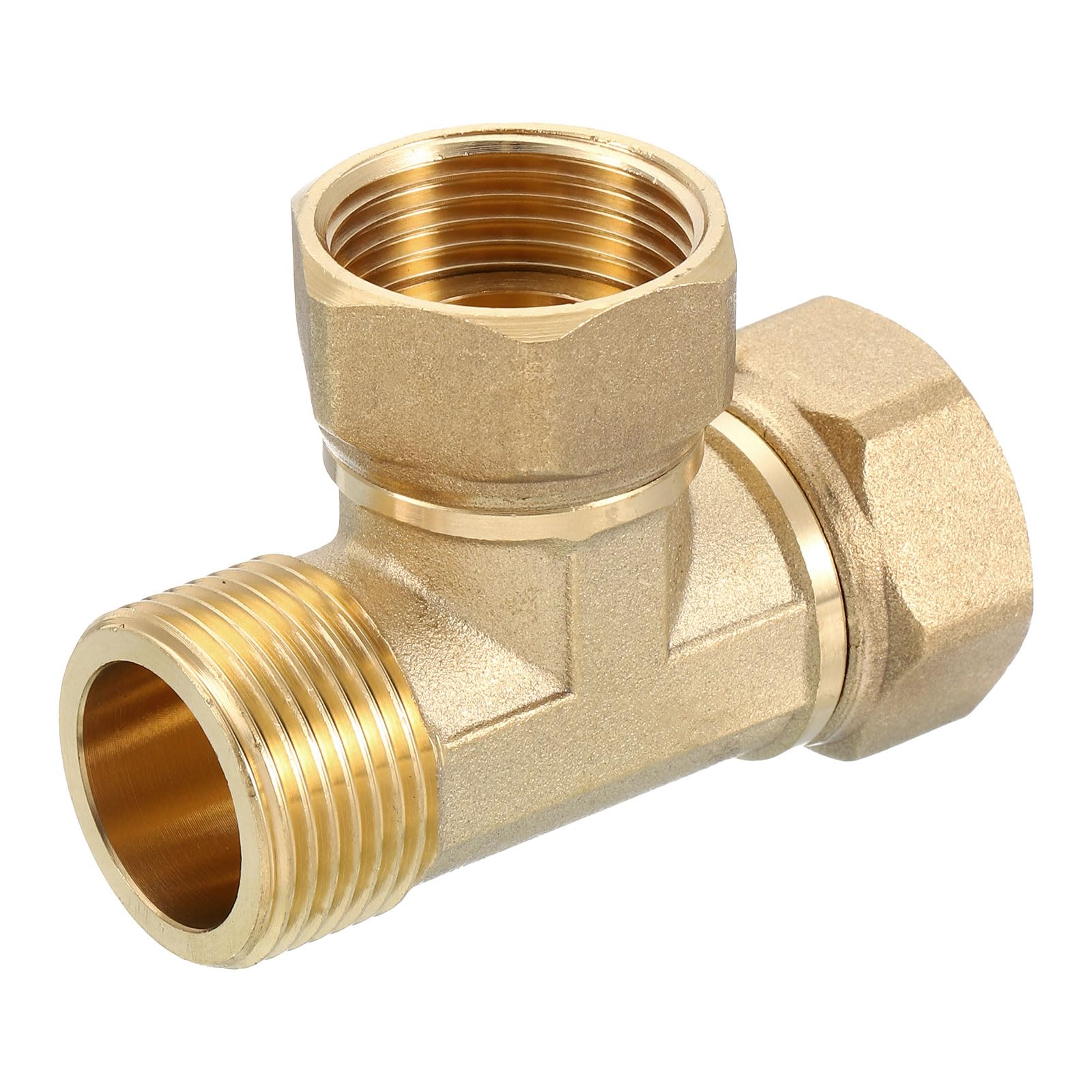 QUARKZMAN Raccordo a T Girevole in Ottone per Tubi, 3/4" NPT (Femmina x Femmina x Maschio) 3 Vie Accoppiatore Raccordo Connettore a T per Condizionatori Aria Impianti Refrigerazione, 1pz