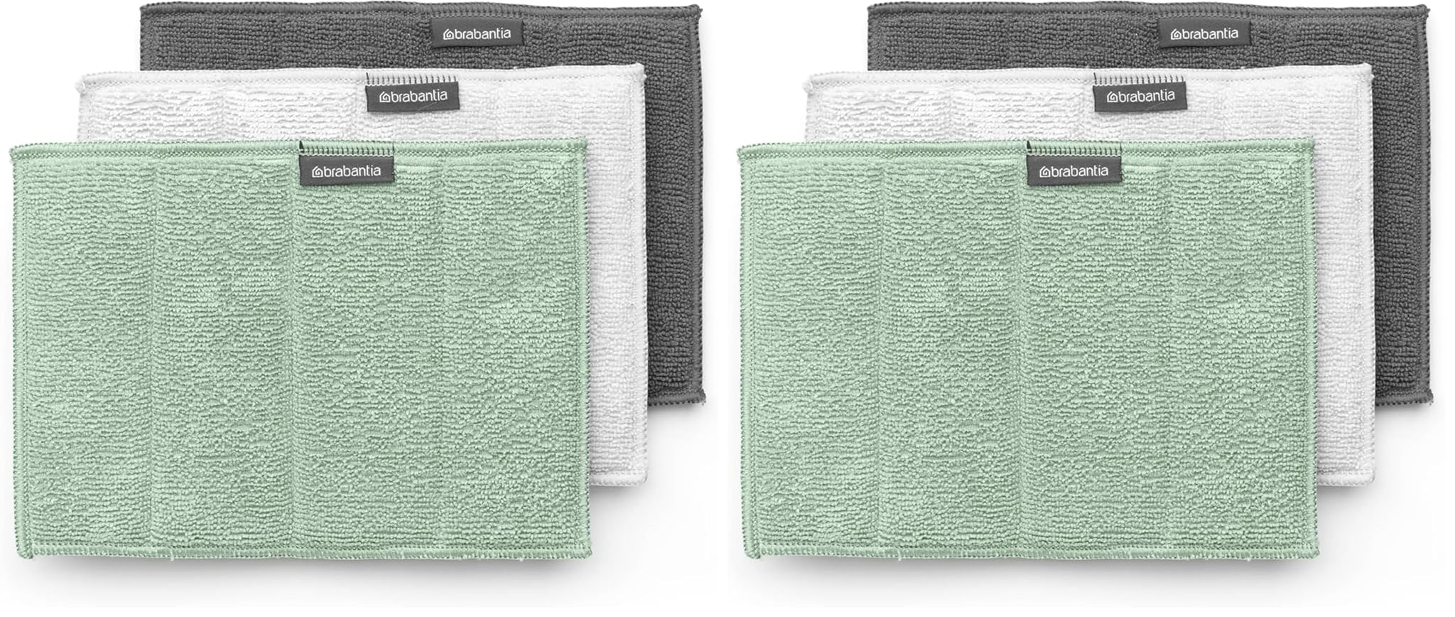 Brabantia - Sinkside Panni in Microfibra per la Pulizia - Spugna e Microfibra - Lavabili in Lavatrice - Assorbono 7 Volte il Proprio Peso - per Pulizia di Piatti, Superfici e Specchi - Set di 6 - Mix