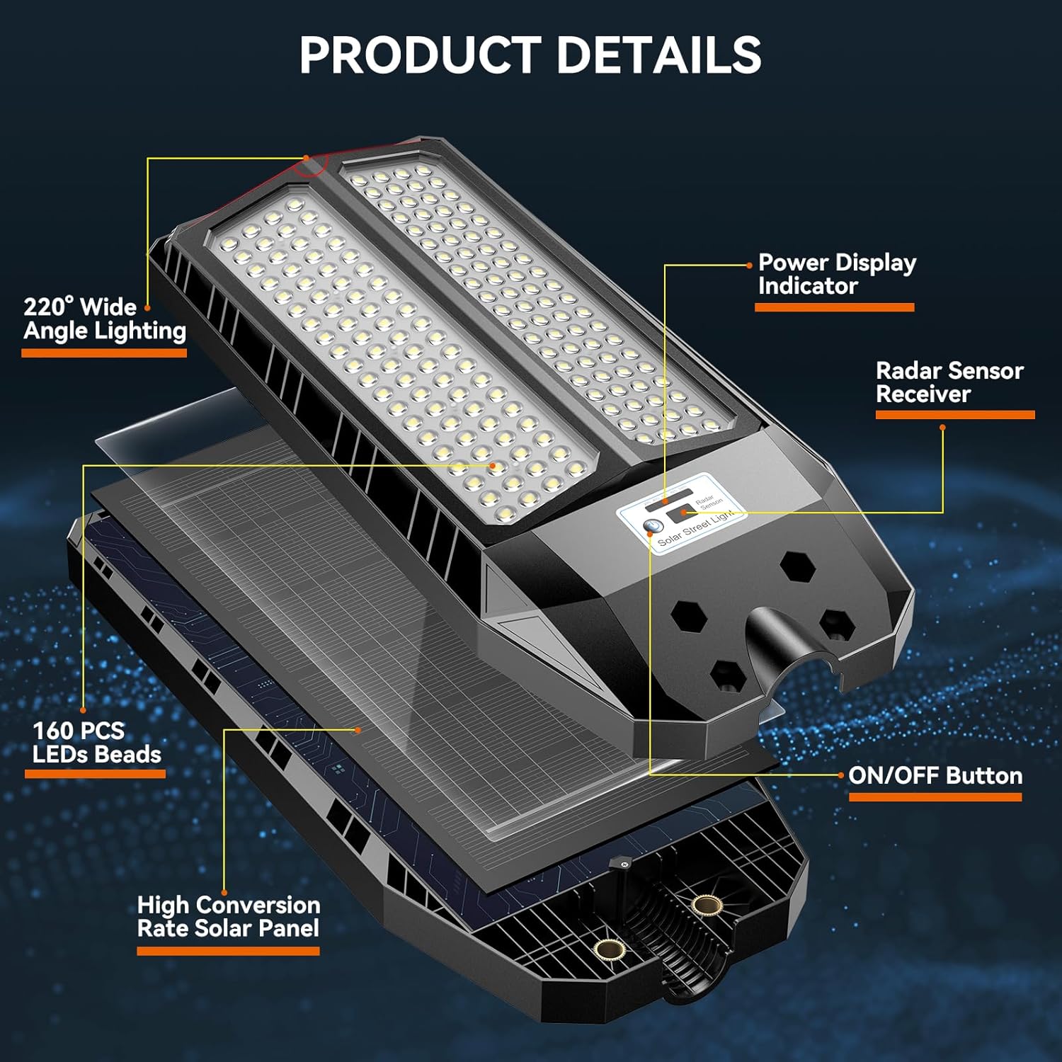Lampione Solare 4200W con Sensore di Movimento - immagine 6