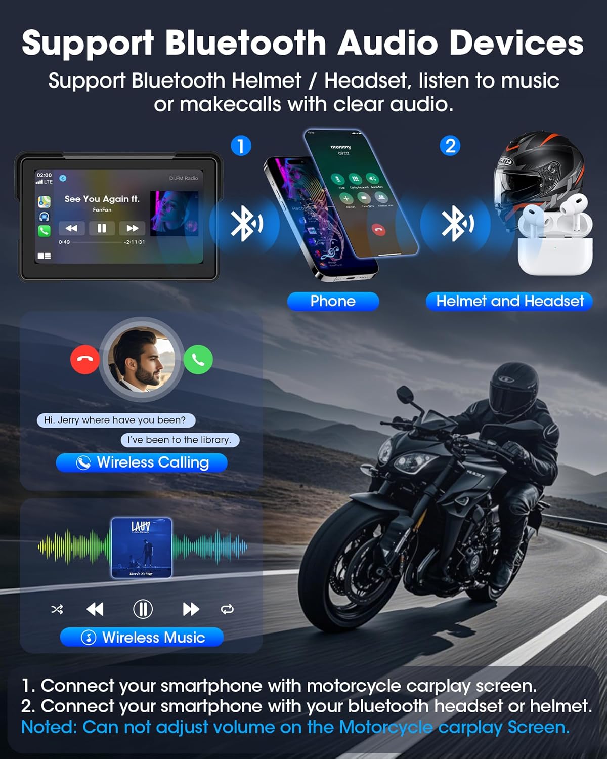 Carplay Moto e Android Auto 7 Pollici Navigatore Portatile - immagine 4