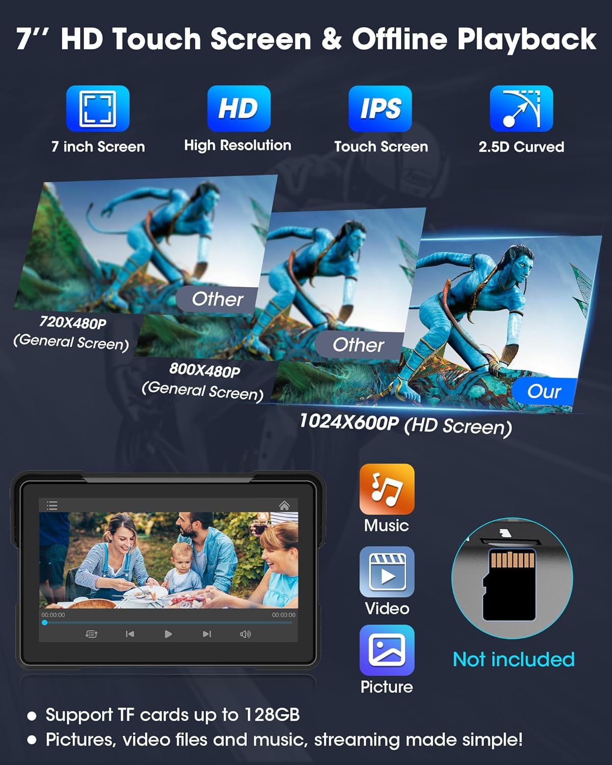 Carplay Moto e Android Auto 7 Pollici Navigatore Portatile - immagine 5