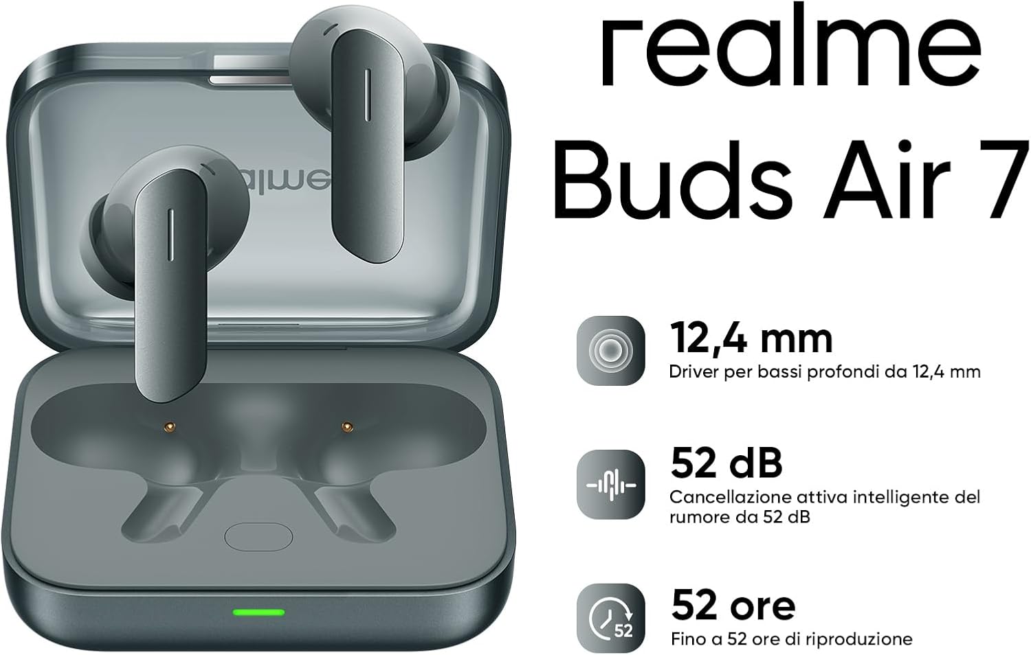 Realme Buds Air 7 Auricolari True Wireless, Verde Muschio - immagine 2