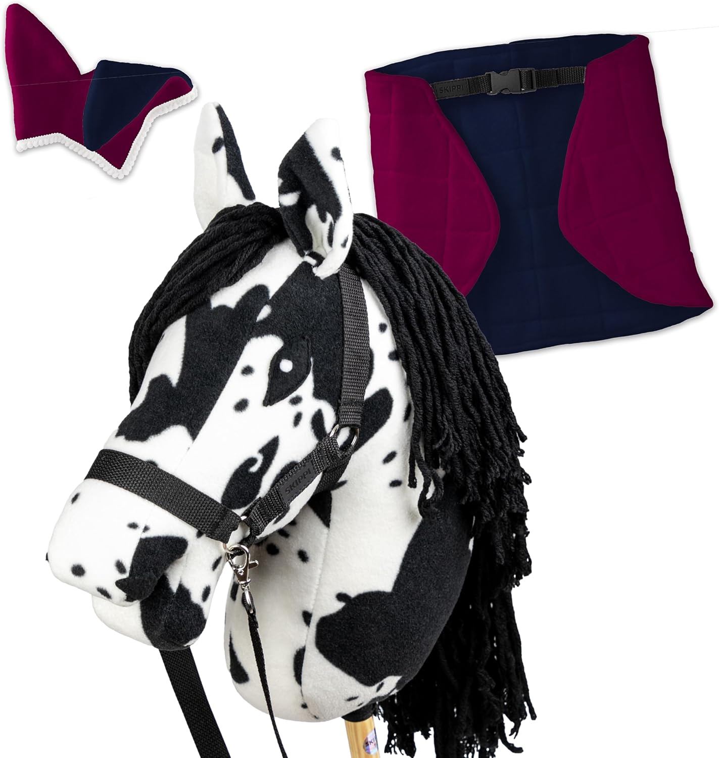 SKIPPI Set Hobby Horse Pezzato Nero con Accessori - immagine 1
