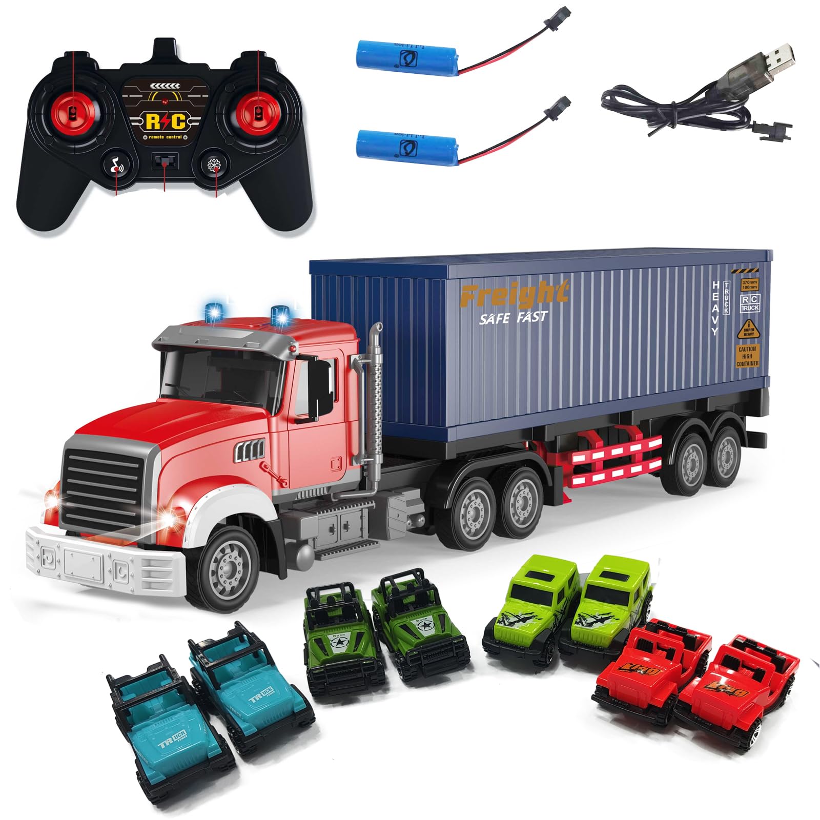 Mostop Camion Telecomandato con 8 Auto Piccole