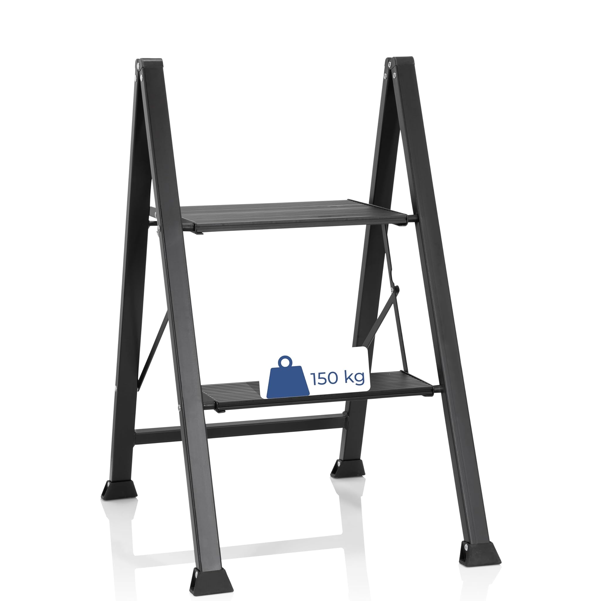 Hjh Office 801204 Scala Pieghevole 2 Gradini SOLID W5, Nera