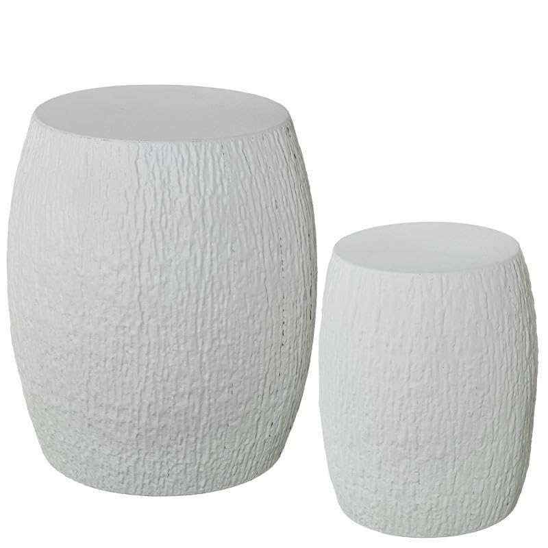 Set di 2 piedistalli rotondi in metallo bianco 46x41x41 cm
