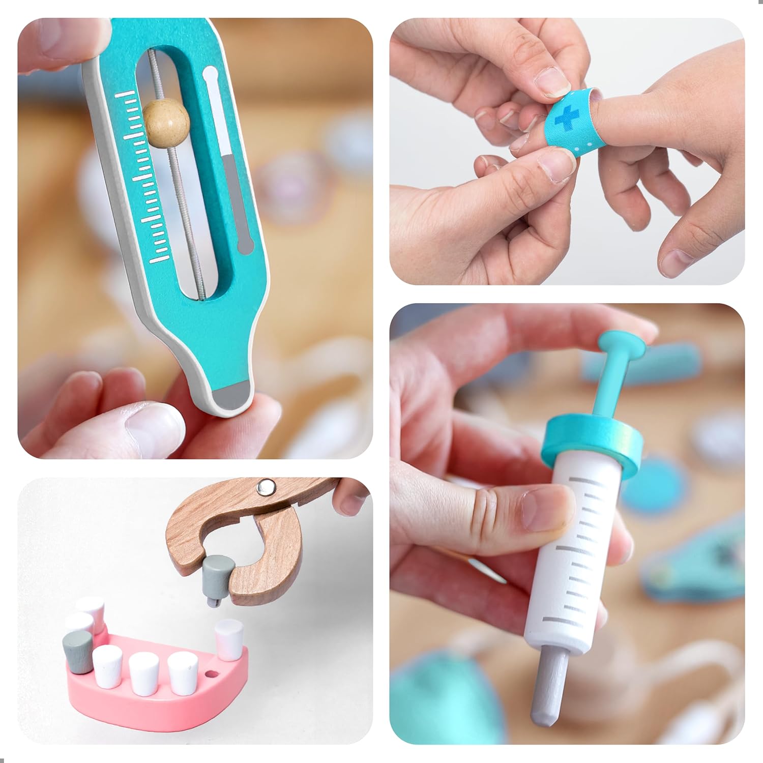 UMU® Valigetta Dottore Bambini in Legno 20 Pezzi - immagine 5