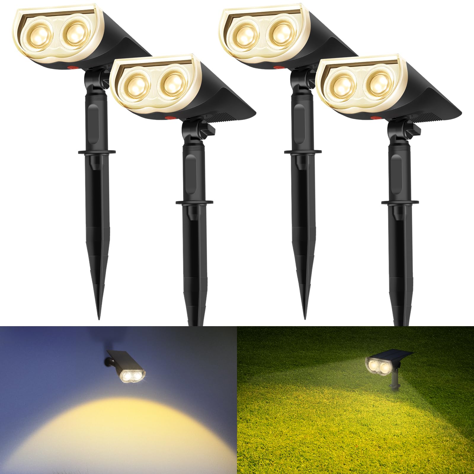 Linkind Luci Solari da Giardino 4 Pack Bianco Caldo 3000K