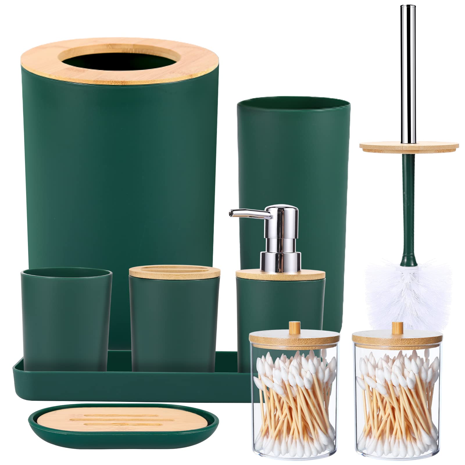 Sldiywow Set 9 Accessori Bagno, Verde Scuro