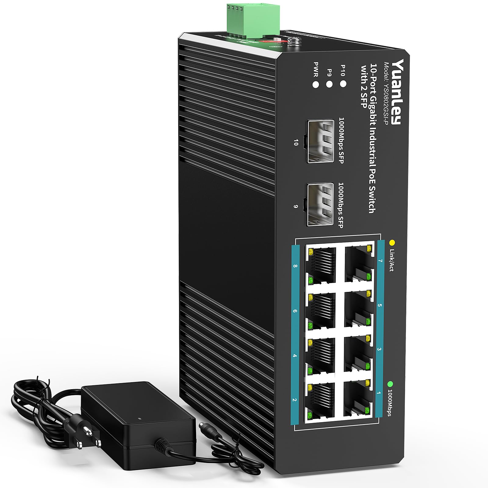 Yuanley Switch Industriale 10 Porte PoE Gigabit 120W