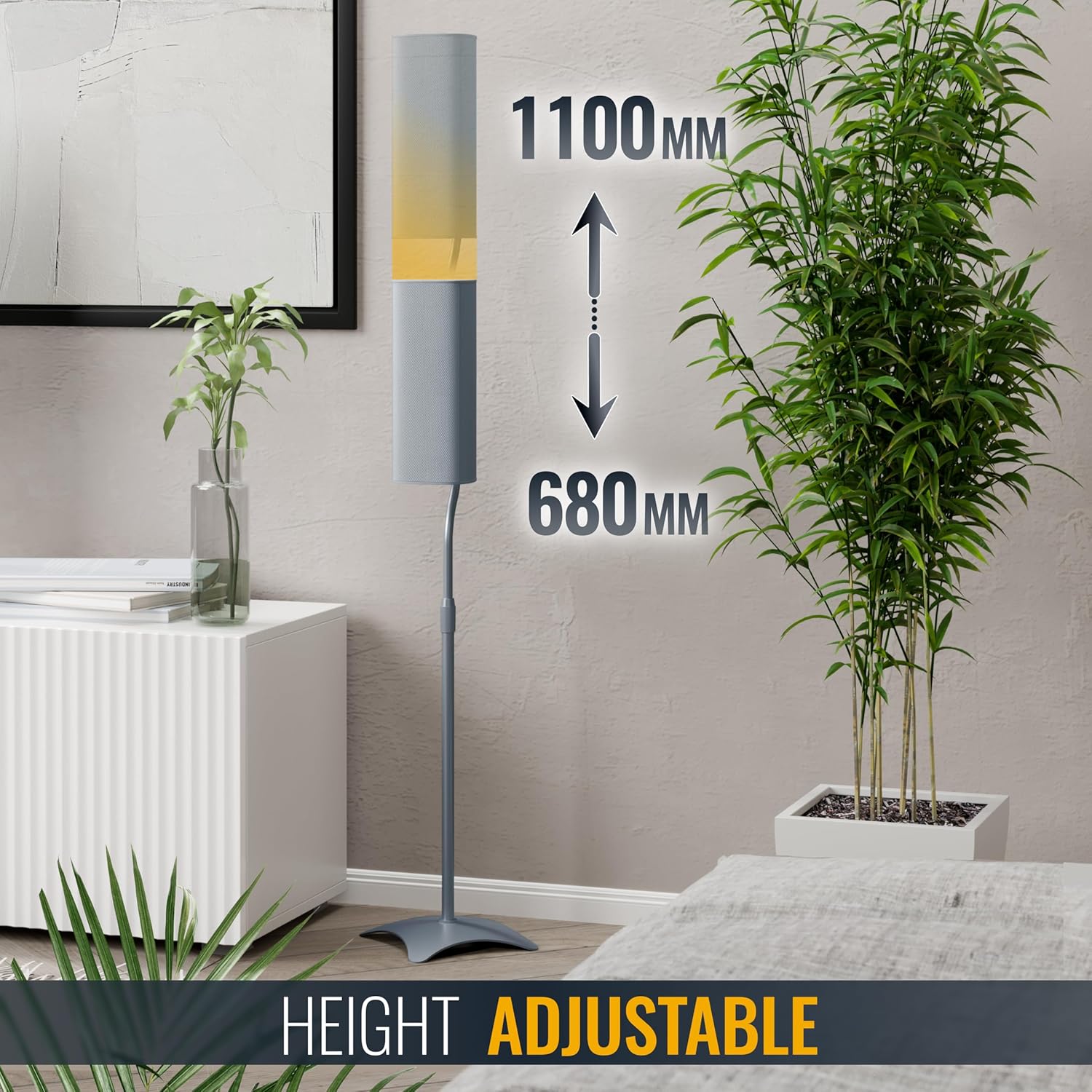 Ricoo Supporto Pavimento Universale BH08-G per Altoparlanti, Argento - immagine 3