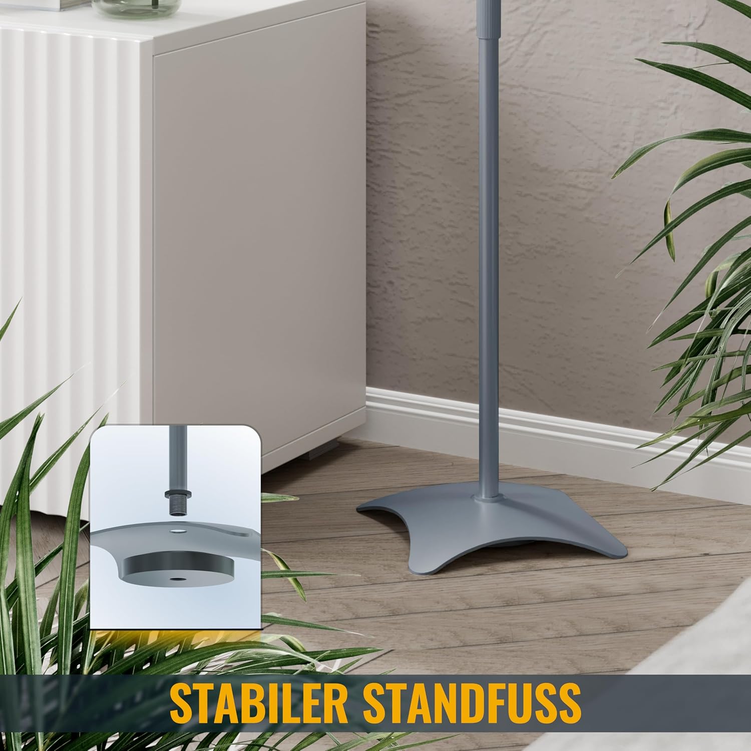 Ricoo Supporto Pavimento Universale BH08-G per Altoparlanti, Argento - immagine 7