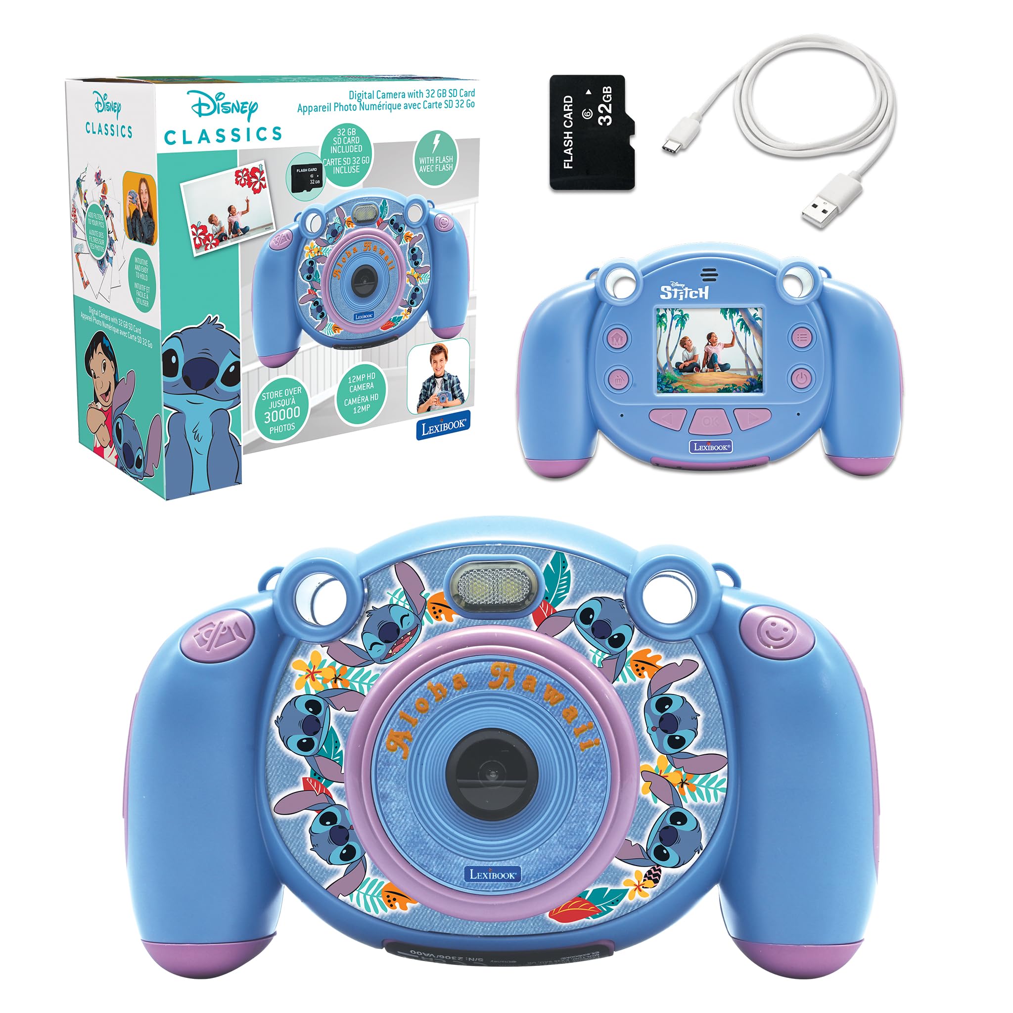 Lexibook Disney Stitch - Fotocamera Digitale 4 in 1, Blu