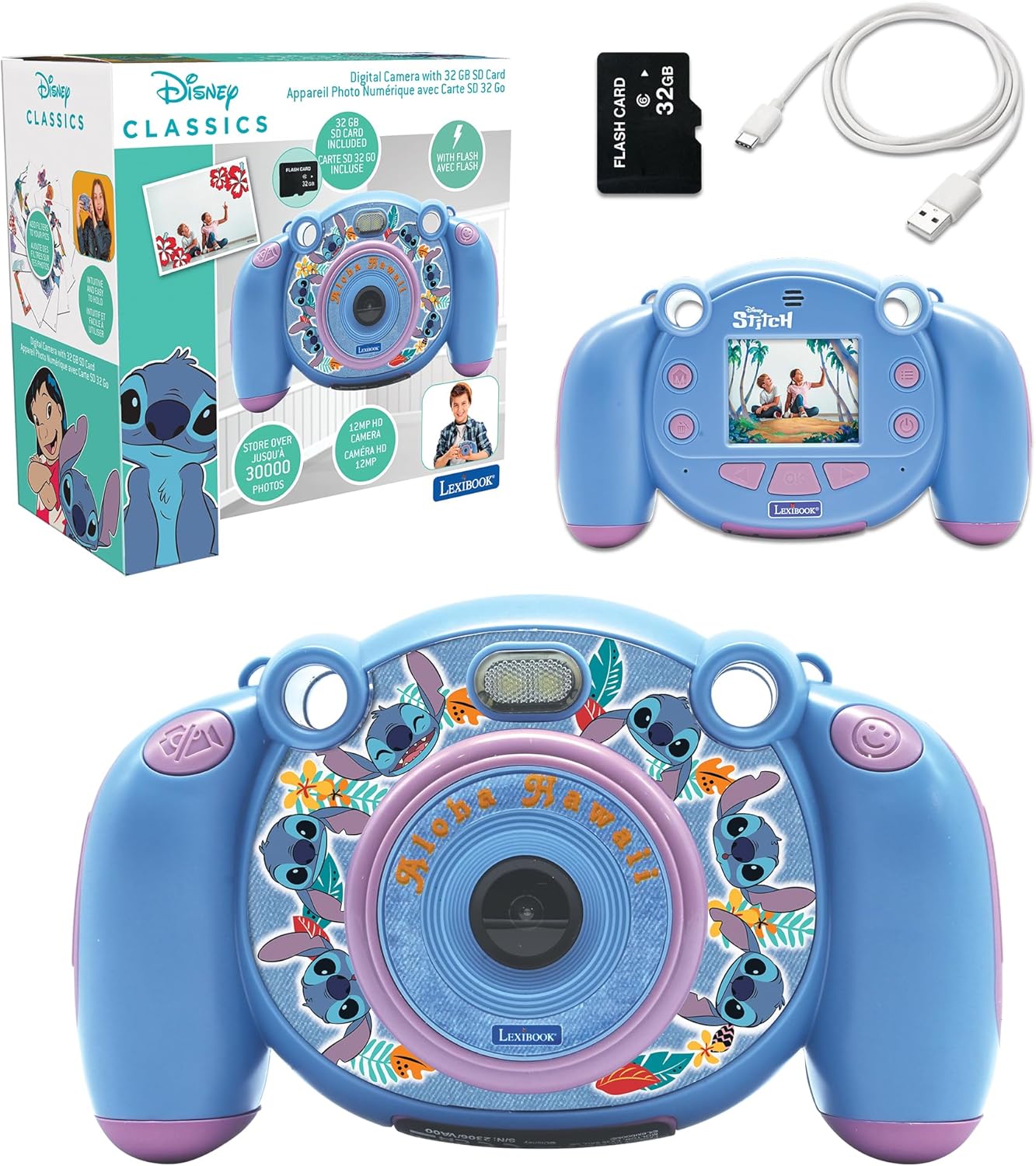 Lexibook Disney Stitch - Fotocamera Digitale 4 in 1, Blu - immagine 1