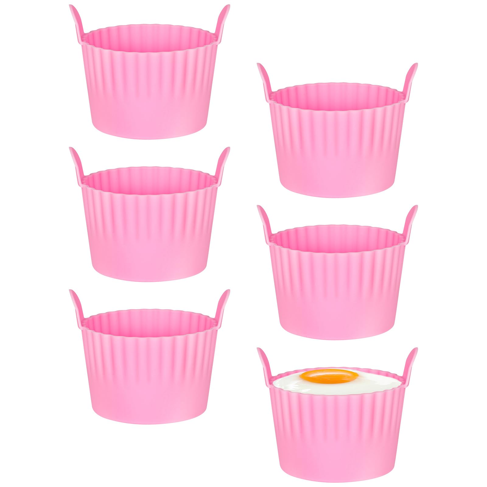 Ainiv Stampi per Dolci in Silicone, 6PZ Pirottini Muffin Riutilizzabili, Pirottini/Stampi in Silicone per Muffin, per Ninja Foodi Tower, per Budini, Focaccine, Gelati - Rosa