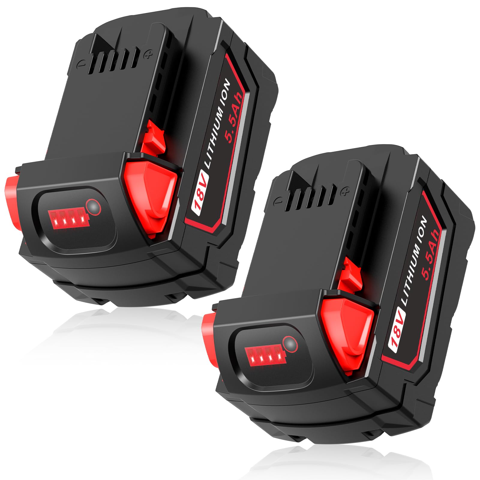 Asuncell 2 Batterie 5500 mAh per Milwaukee M18