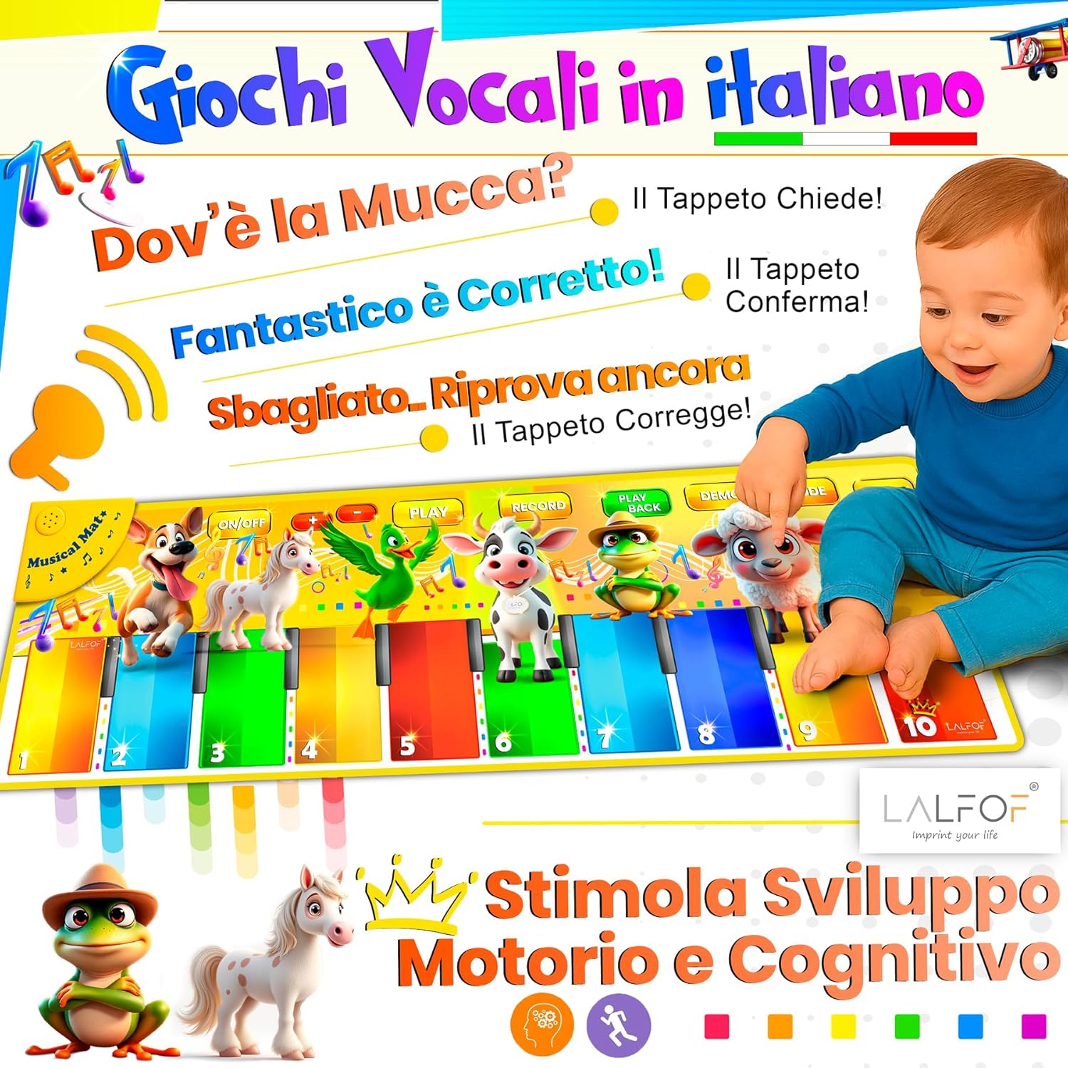 LALFOF® ITALIA Tappeto Musicale Bambini Parlante - immagine 2