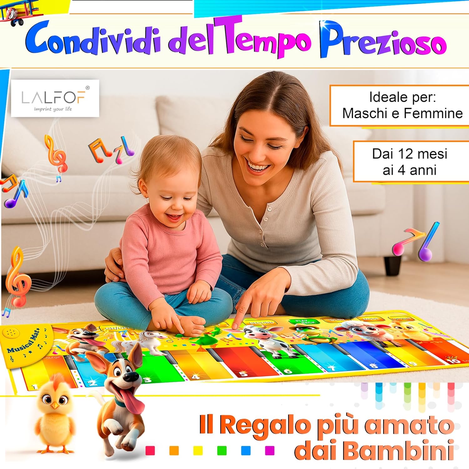LALFOF® ITALIA Tappeto Musicale Bambini Parlante - immagine 5