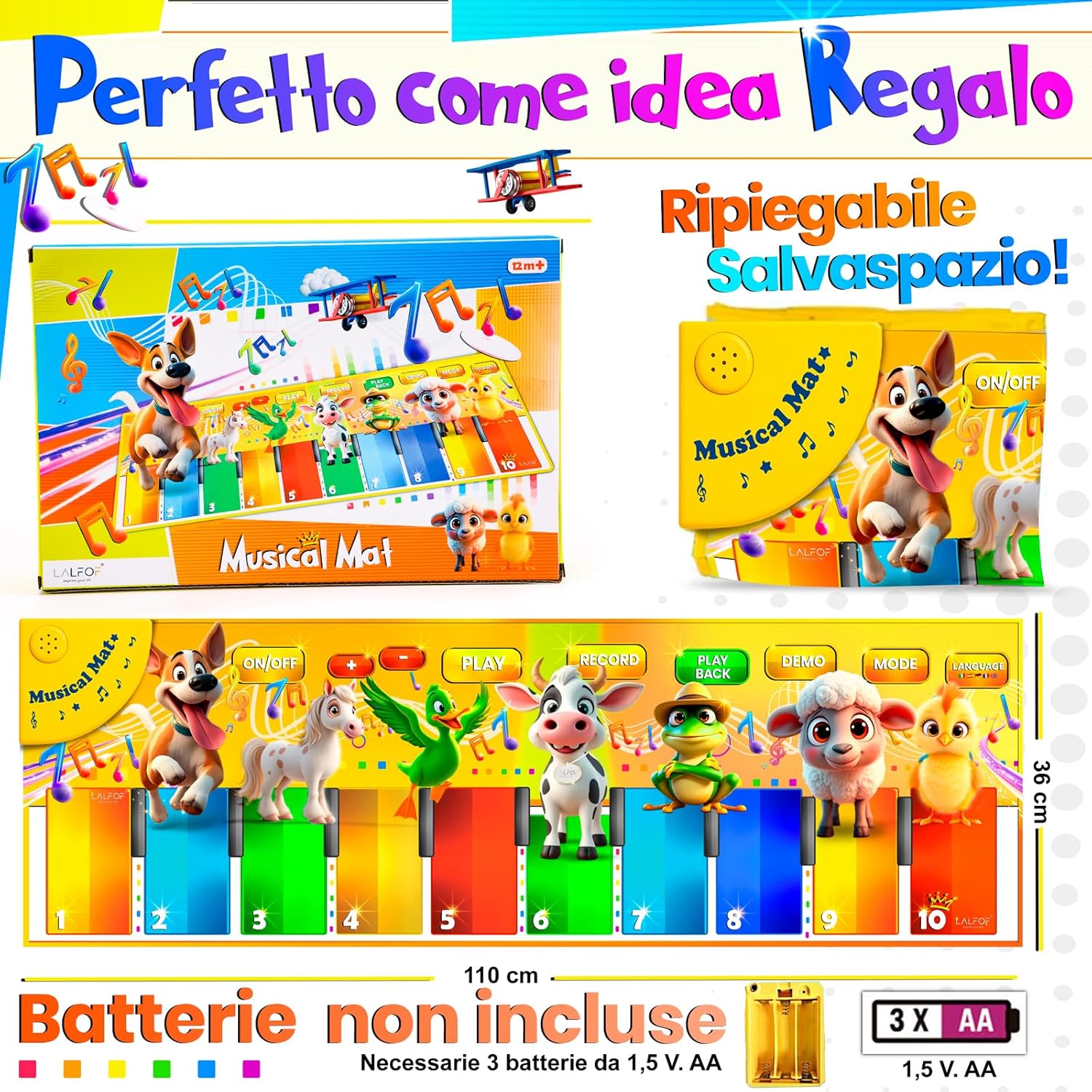 LALFOF® ITALIA Tappeto Musicale Bambini Parlante - immagine 6