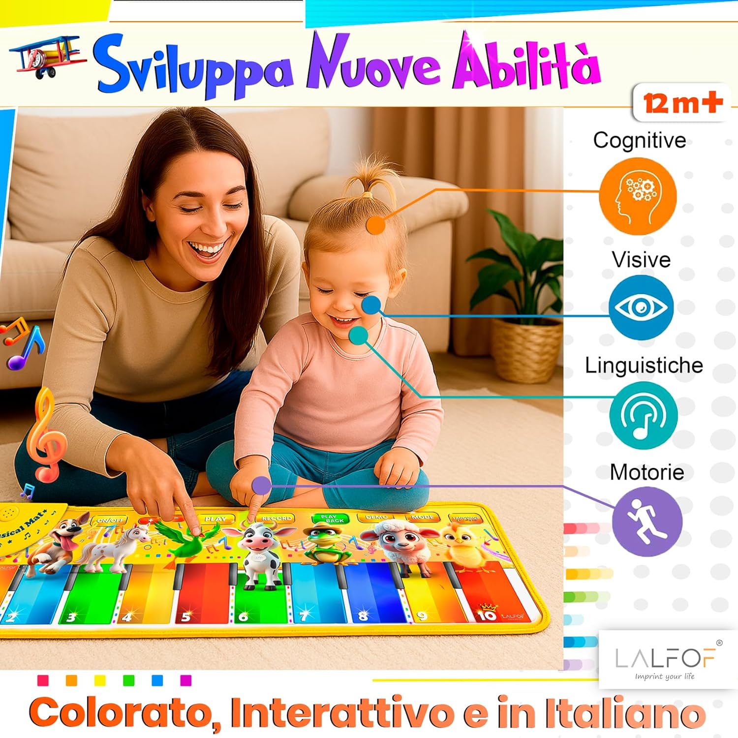LALFOF® ITALIA Tappeto Musicale Bambini Parlante - immagine 7