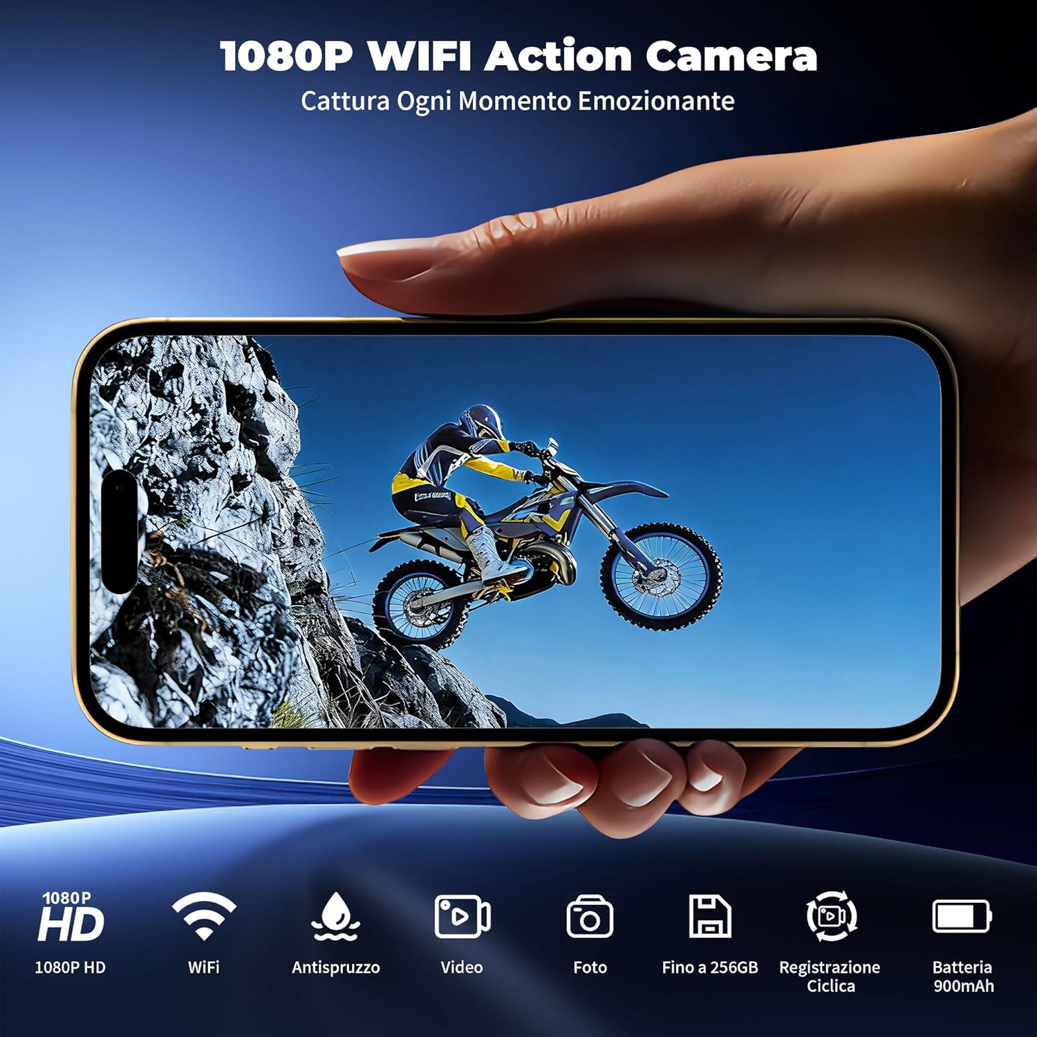 Mini Action Cam 1080P 120° Grandangolo WiFi - immagine 2