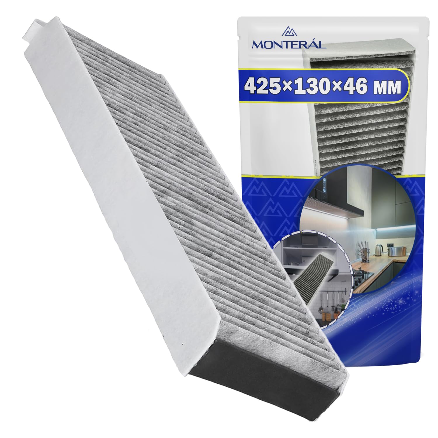 Monteral Filtro Cappa Cucina Carboni Attivi 425x130x46mm