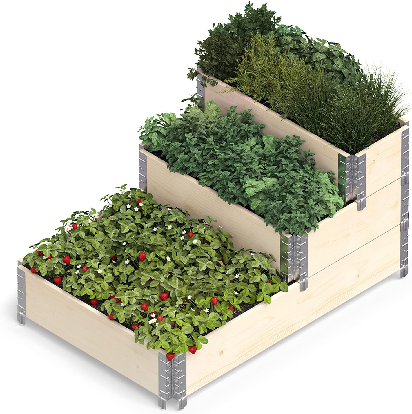 Aiuola Rialzata Modulare in Legno Naturale 120x80x58,5cm