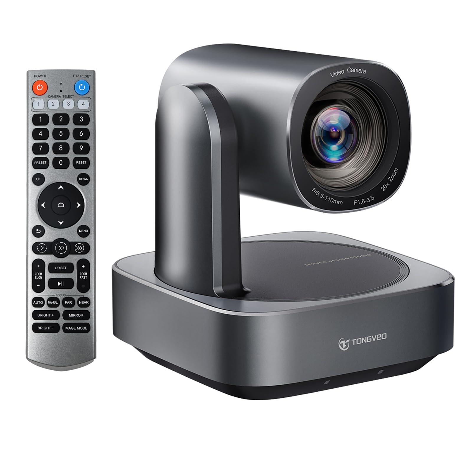 TONGVEO Telecamera per conferenze PTZ 20x Zoom Ottico,TONVEO USB/HDMI/LAN IP Telecamera Streaming Live,1080P 60fps di Videoconferenza Compatibile con Zoom Team vMix OBS Facebook