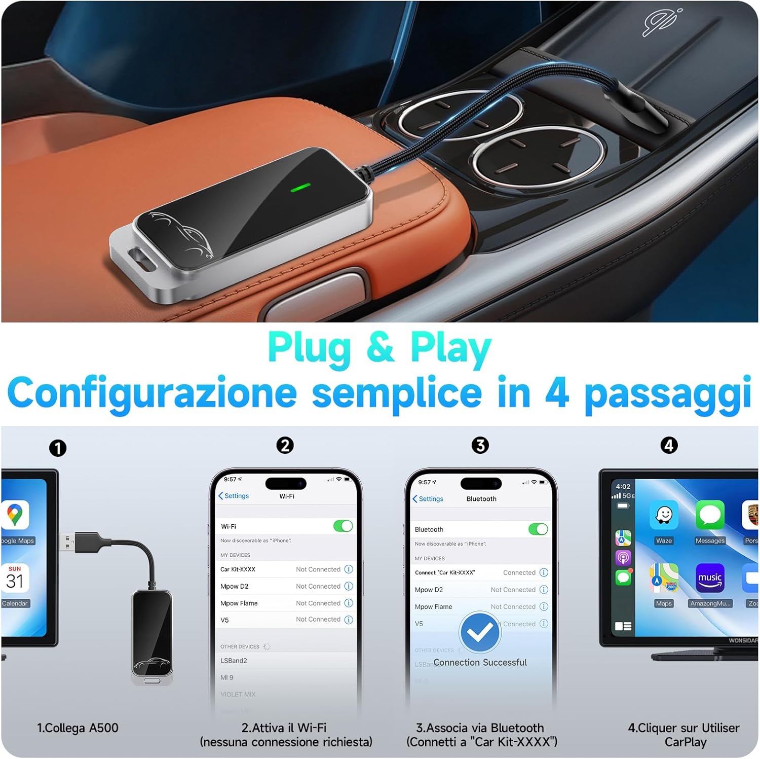 Adattatore Wireless CarPlay per iPhone - immagine 4