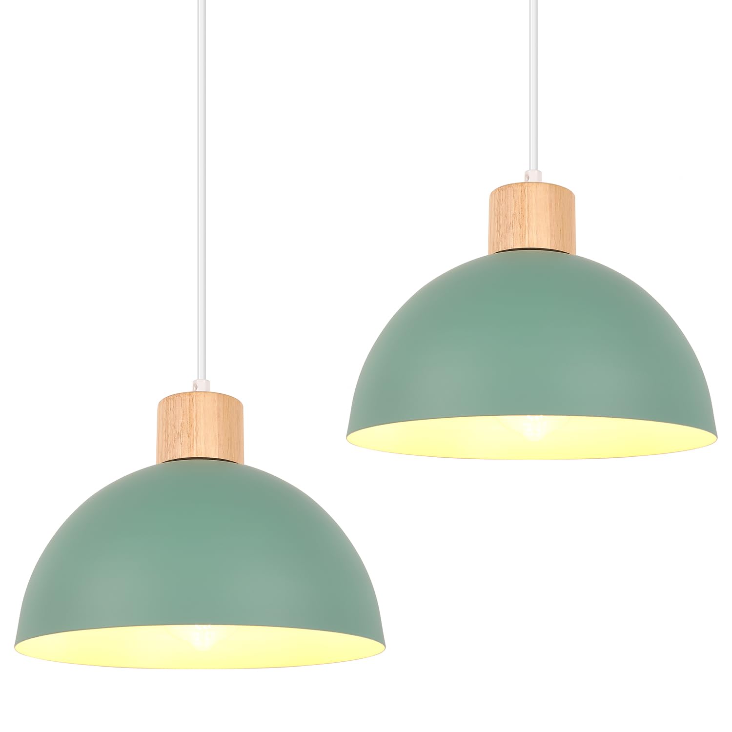 Idegu 2 Lampade a Sospensione Retrò 25CM LED, Verde