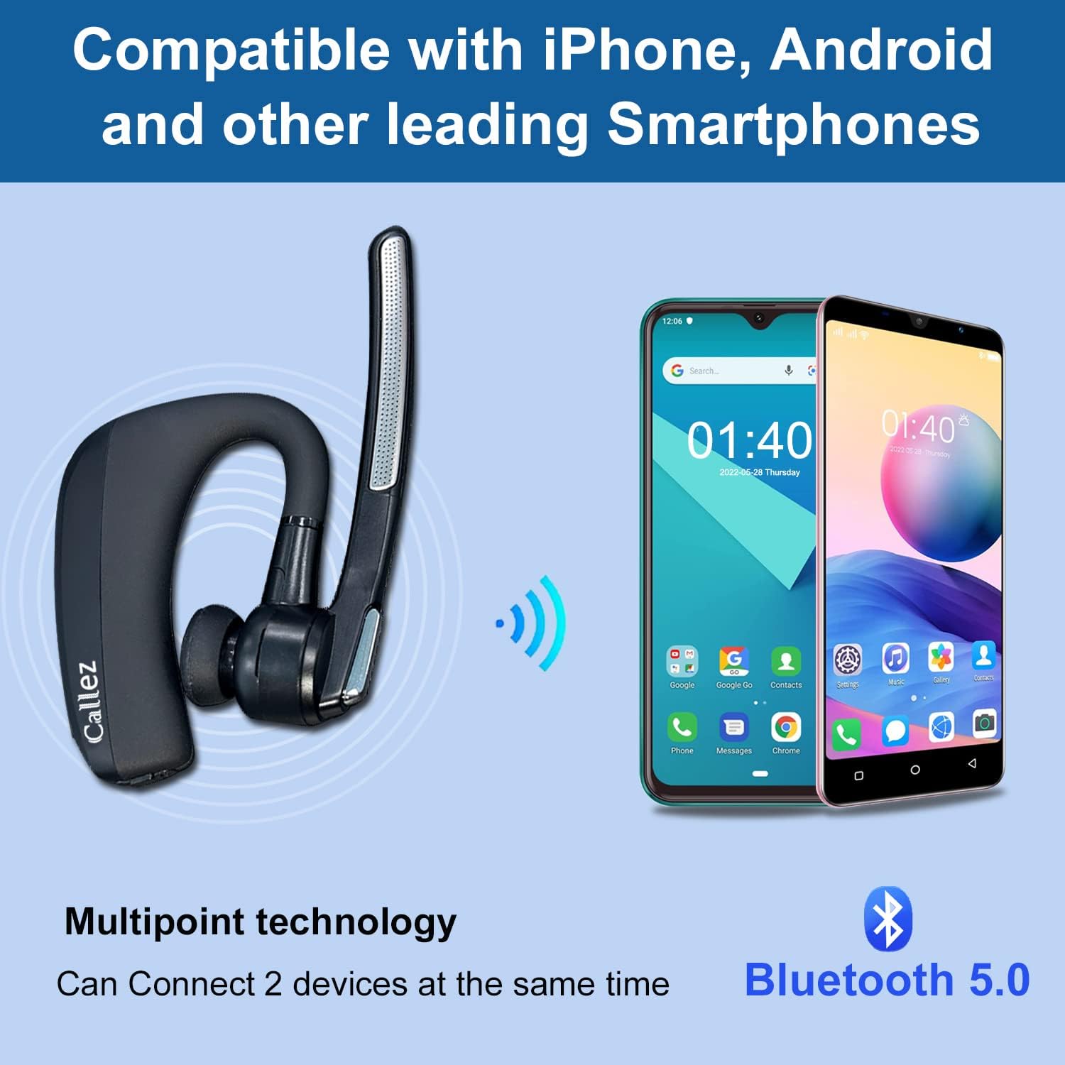 Auricolare Bluetooth Singolo con Doppio Microfono CVC8.0 - immagine 5