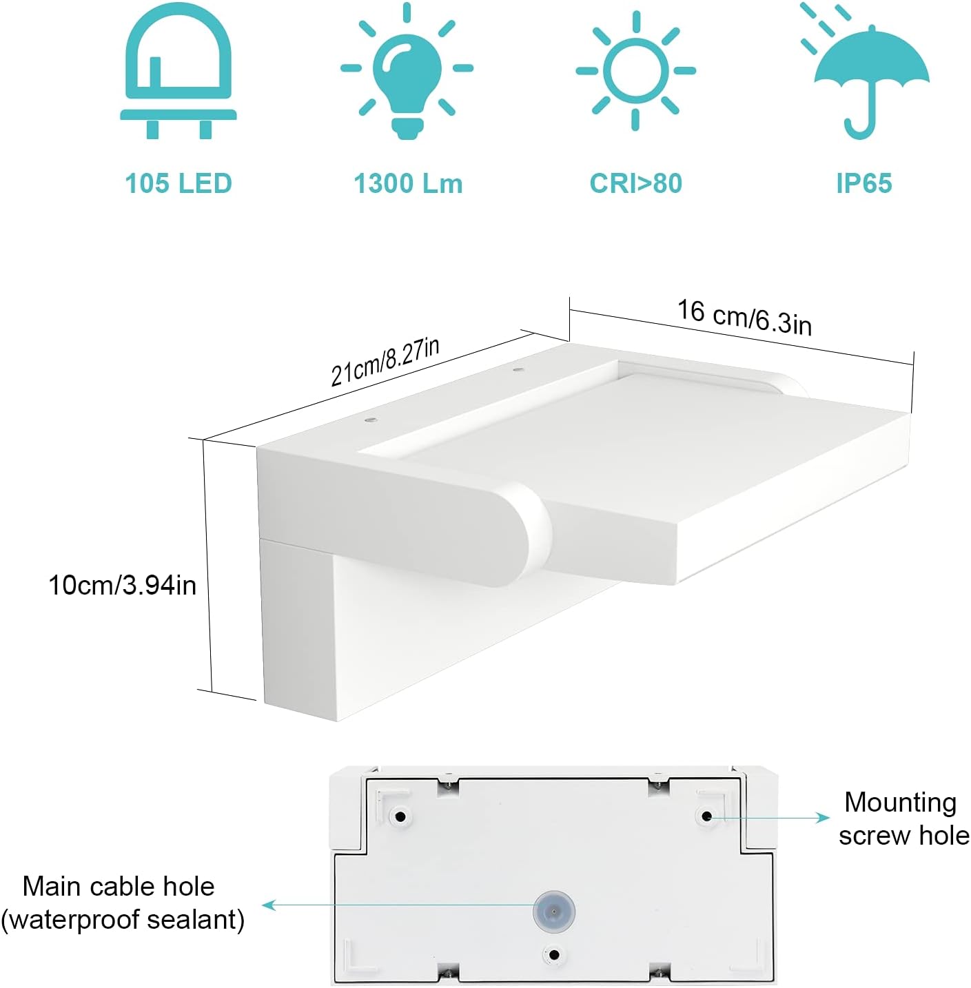 Klighten 24W Applique da Parete LED IP65 1500LM - immagine 6