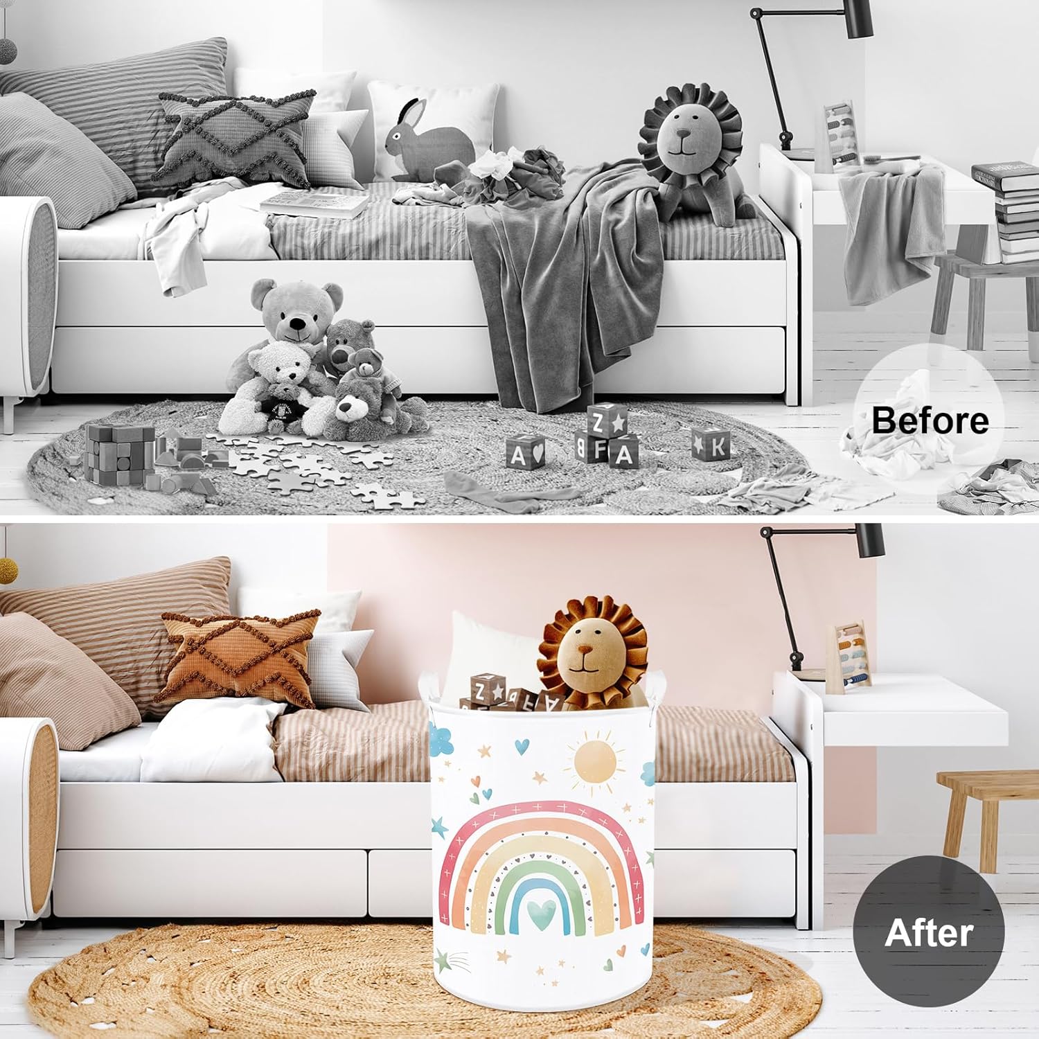 Clastyle Cesta Biancheria Bambini Arcobaleno 40x50 cm, Nuvola - immagine 2