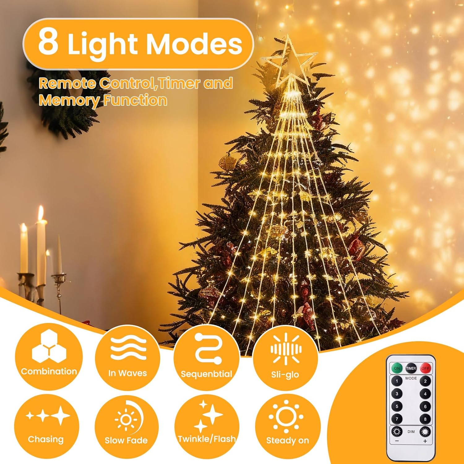 Luci Albero di Natale Esterno 344 LED 3.6M - immagine 6