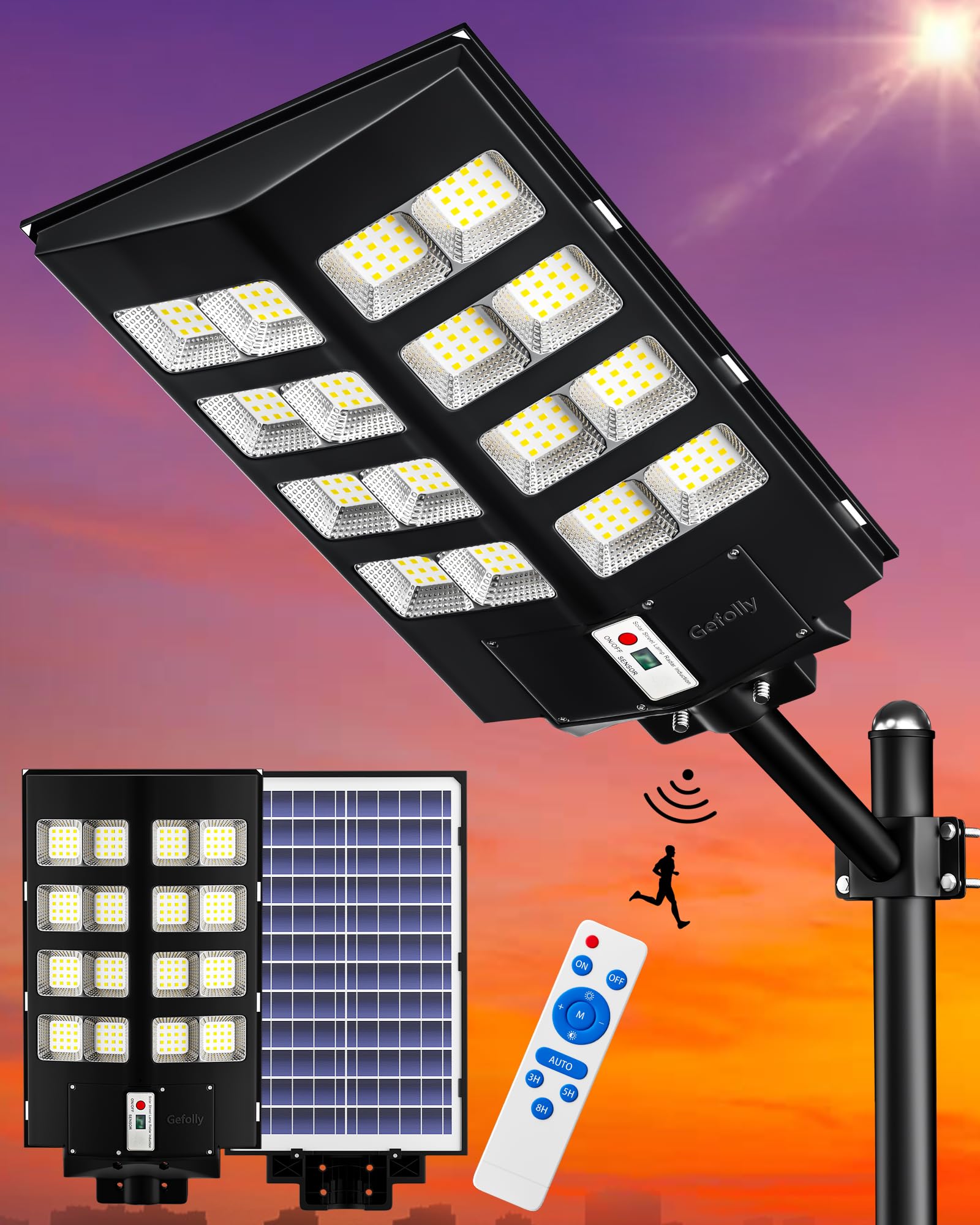 Gefolly SL-3000W Lampione Solare LED Esterno 300000LM