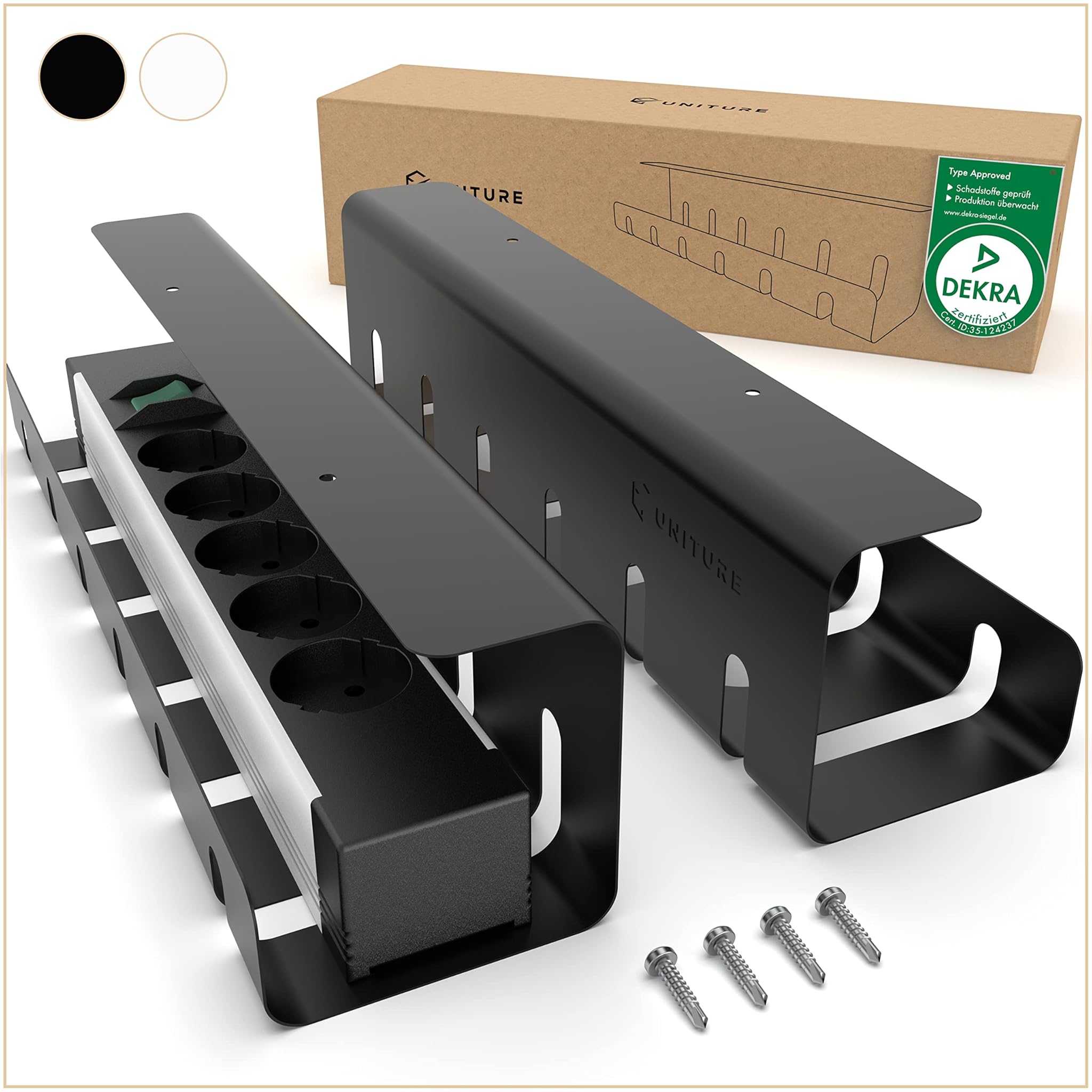 Uniture® Set 2 Canalina per Cavi Scrivania 2x40cm, Nero