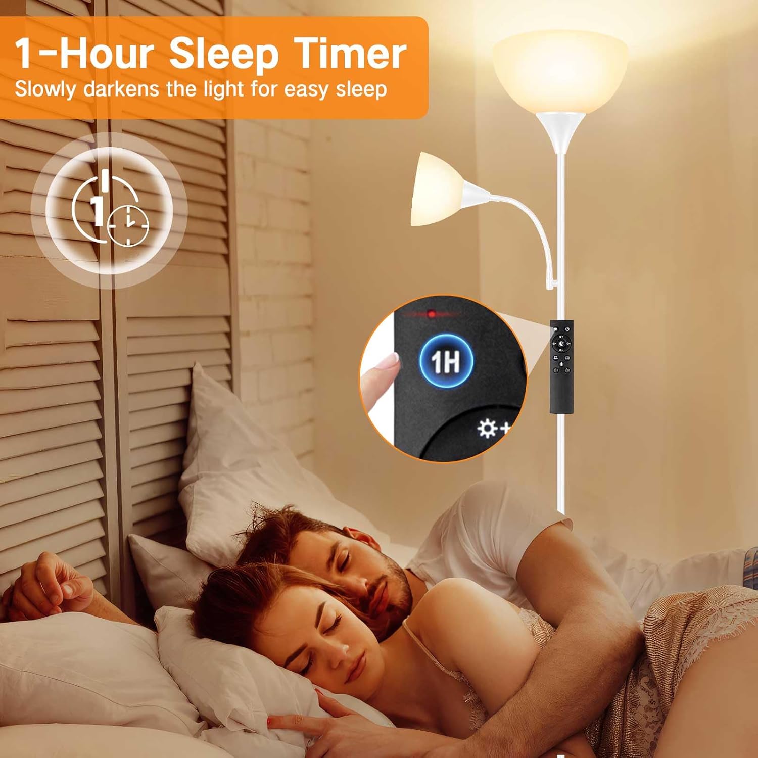 OUTON Lampada da Terra con Telecomando, Bianco - immagine 7