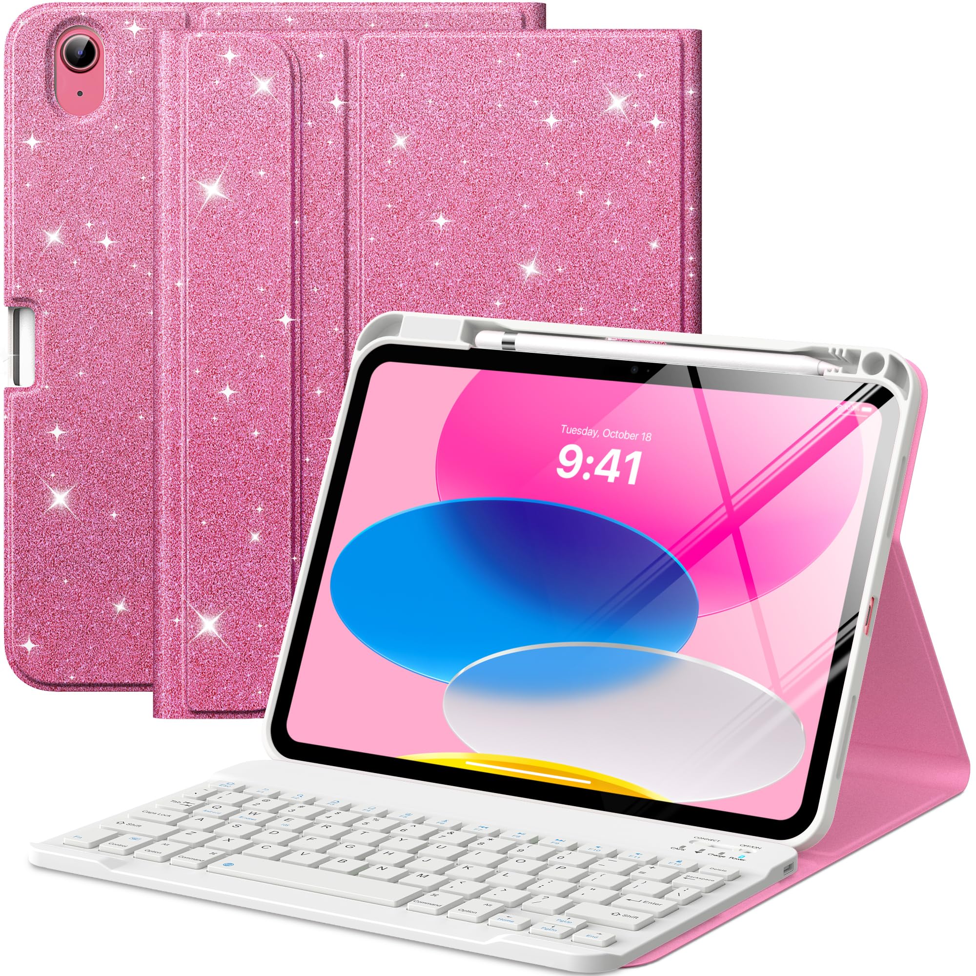 Moko Custodia con Tastiera per iPad 11a Gen 11" 2025, Rosa