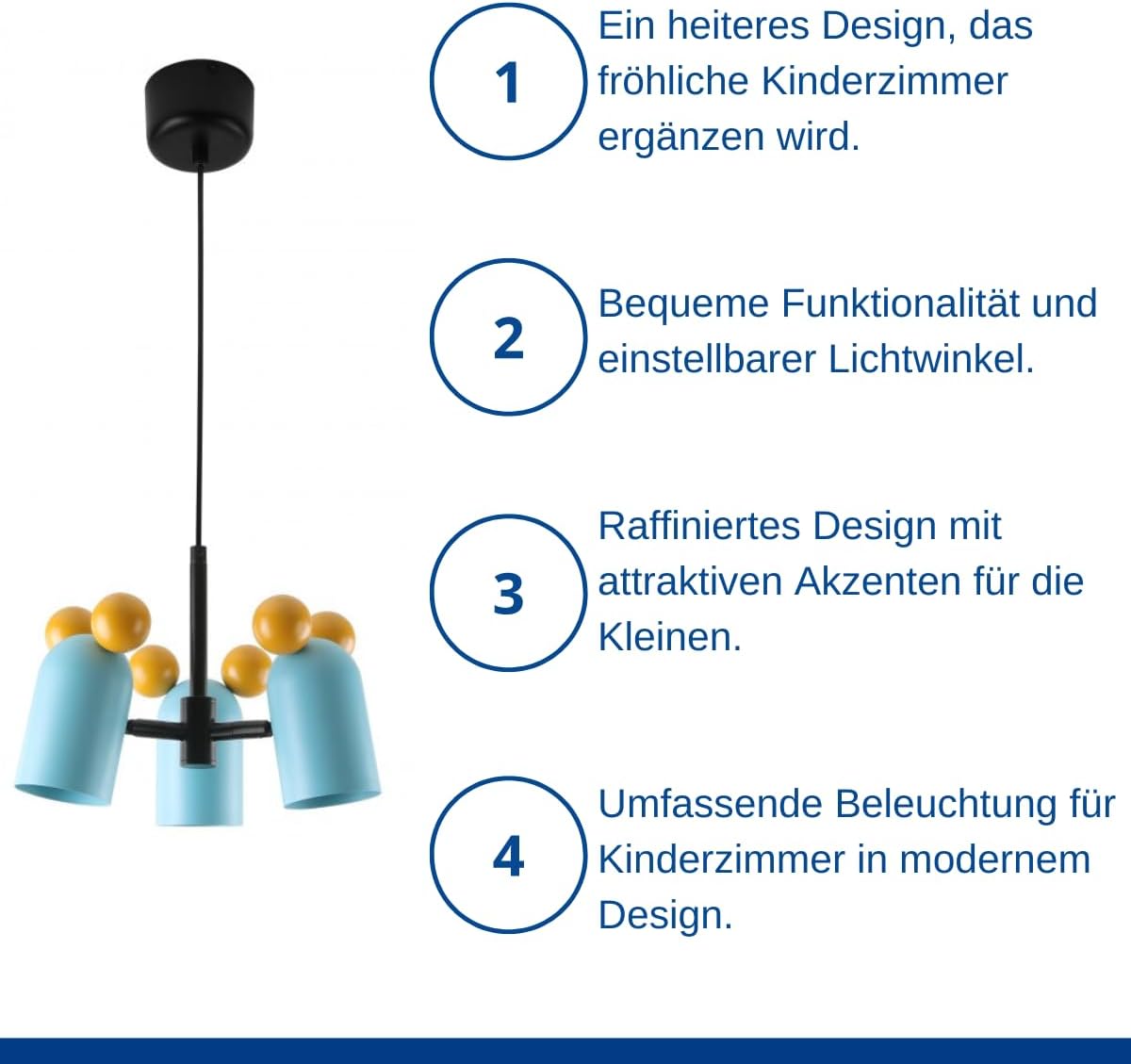 Gtv Lampada a Sospensione MOUSE 3 x E27 Blu - immagine 5