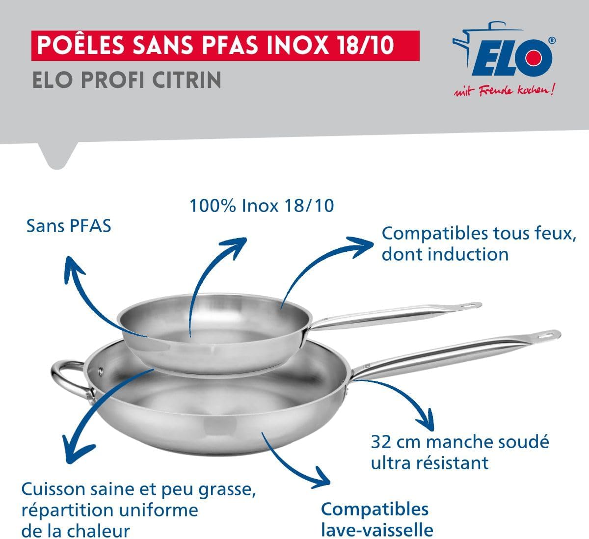 ELO Profi Set 2 Padelle e 3 Pentole Induzione - immagine 3