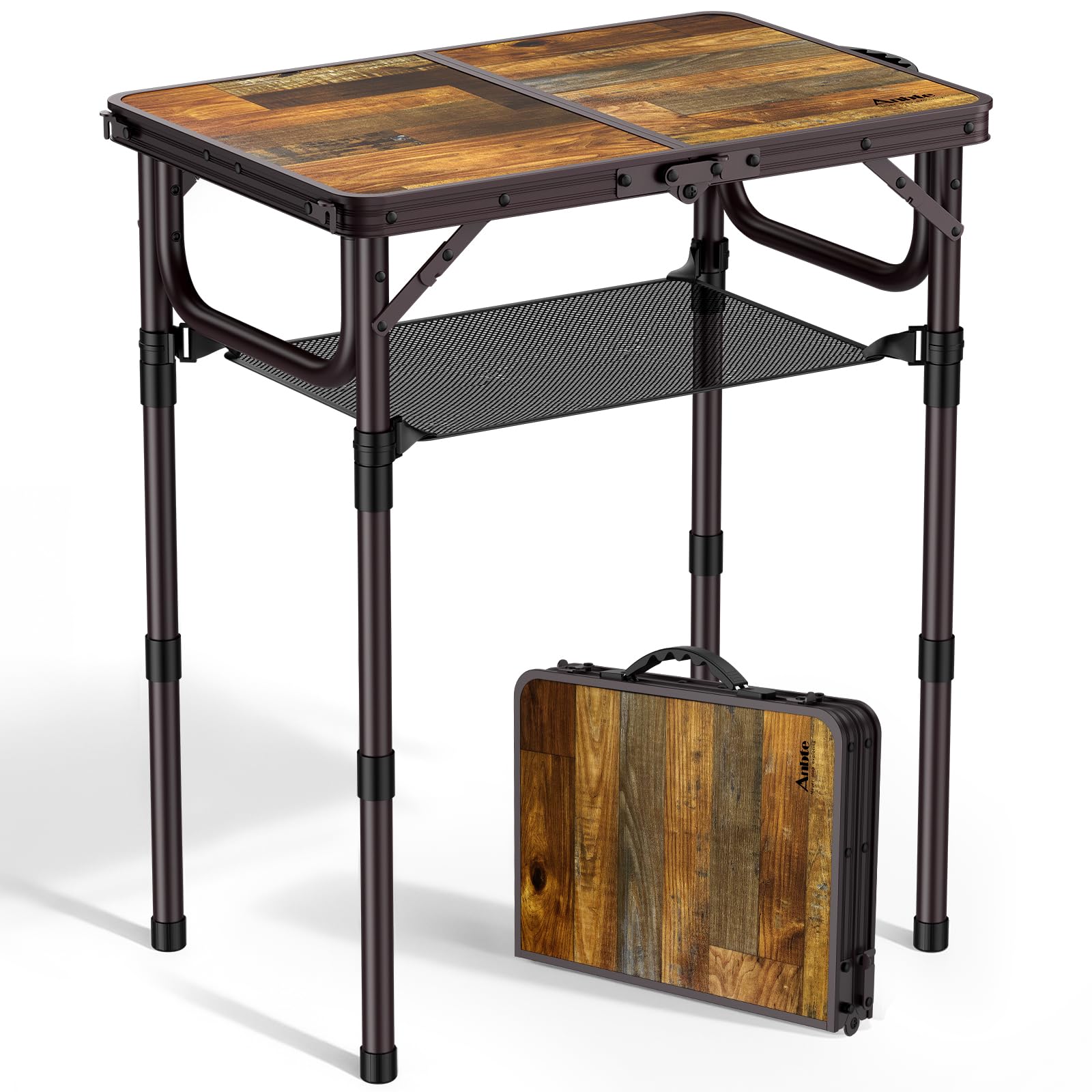 Anbte Tavolo Pieghevole da Campeggio 58x40cm, Marrone