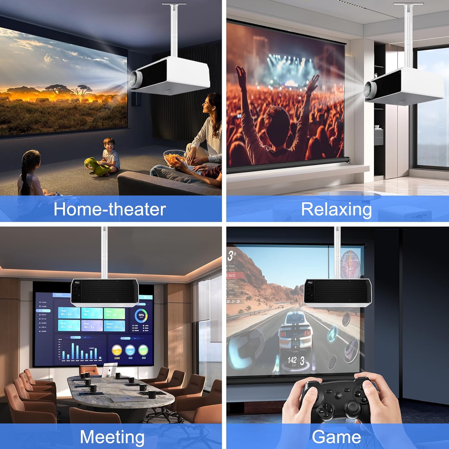 Suptek Supporto per Proiettore da Soffitto, Bianco - immagine 2