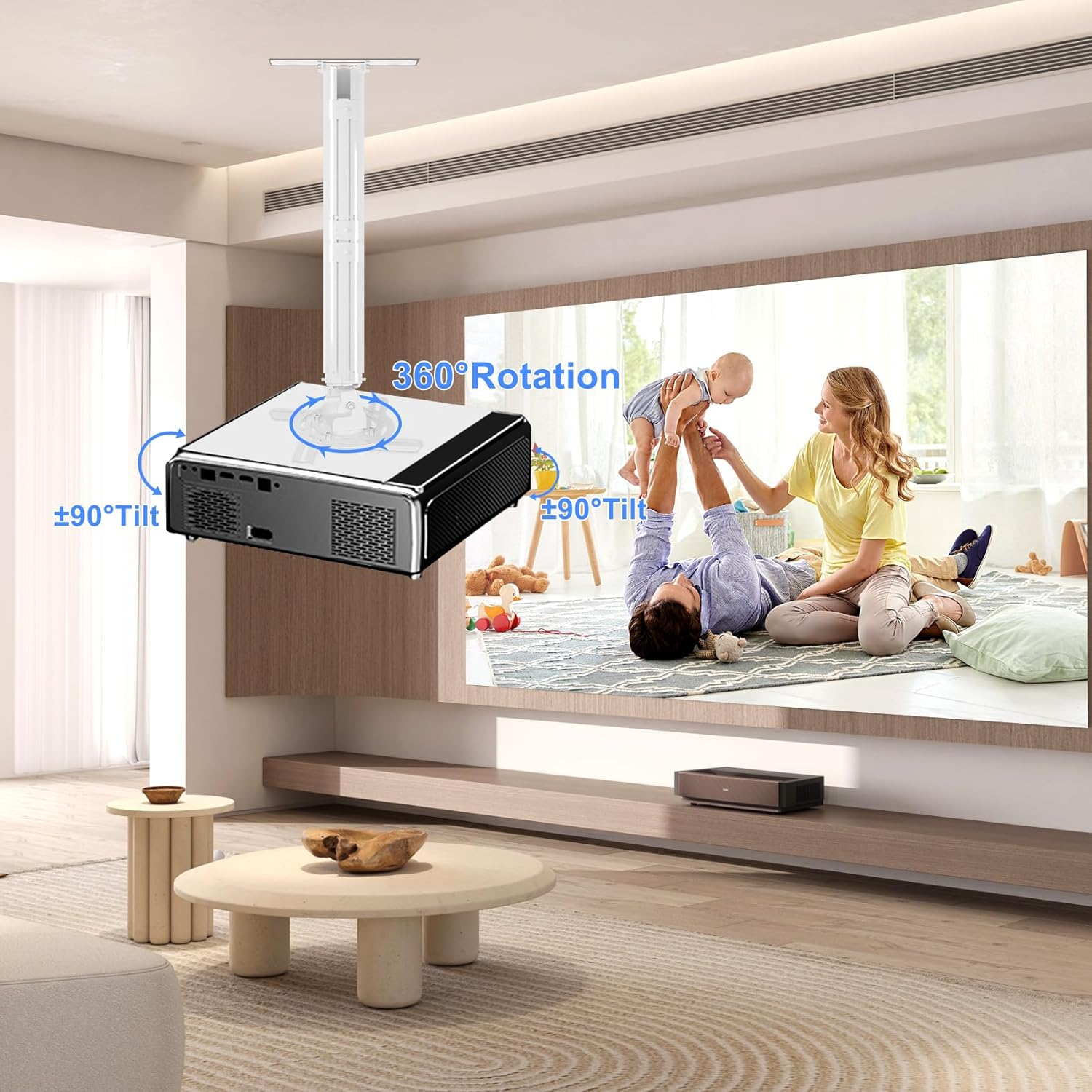 Suptek Supporto per Proiettore da Soffitto, Bianco - immagine 3