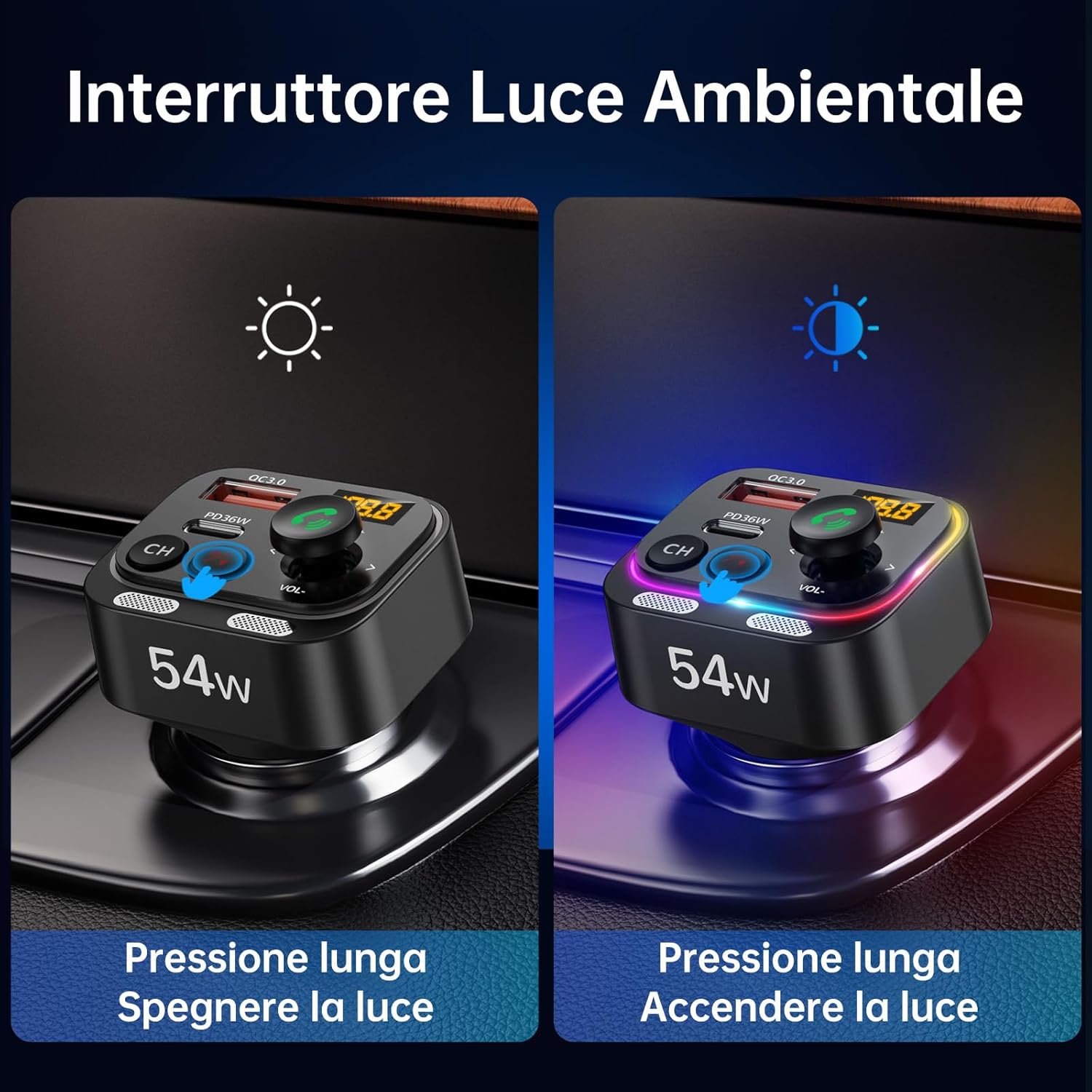 Syncwire Trasmettitore FM Bluetooth 5.4 54W PD&QC3.0 - immagine 5