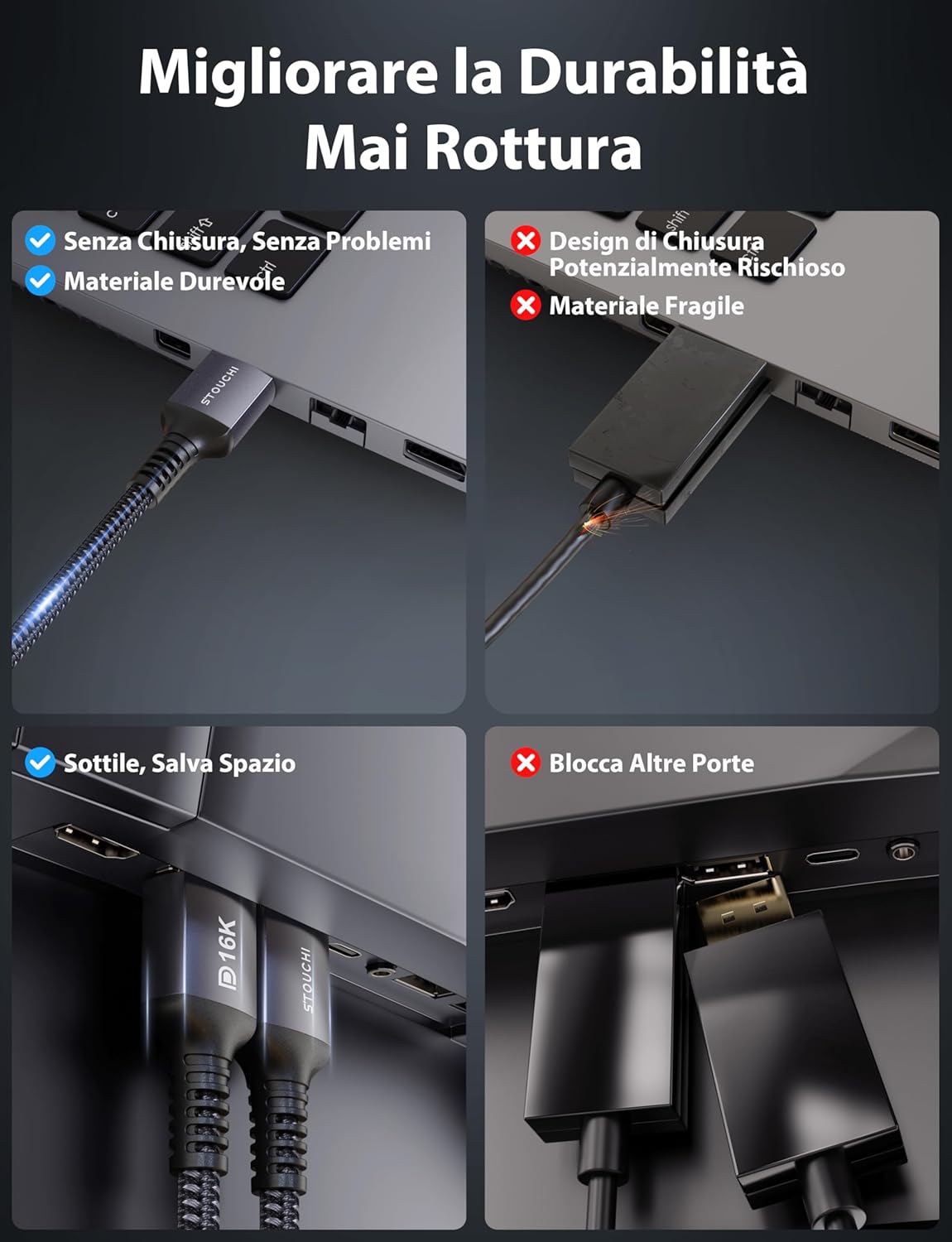 Stouchi Cavo DisplayPort 2.1 DP2.1 2m - immagine 5