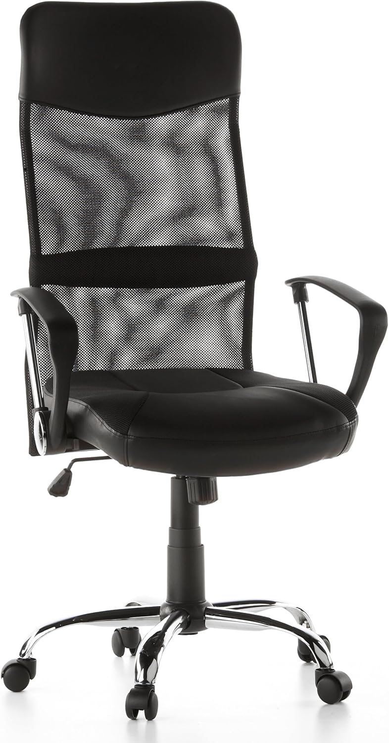 Hjh Office STRYKA - Sedia da Ufficio con Braccioli, Nero