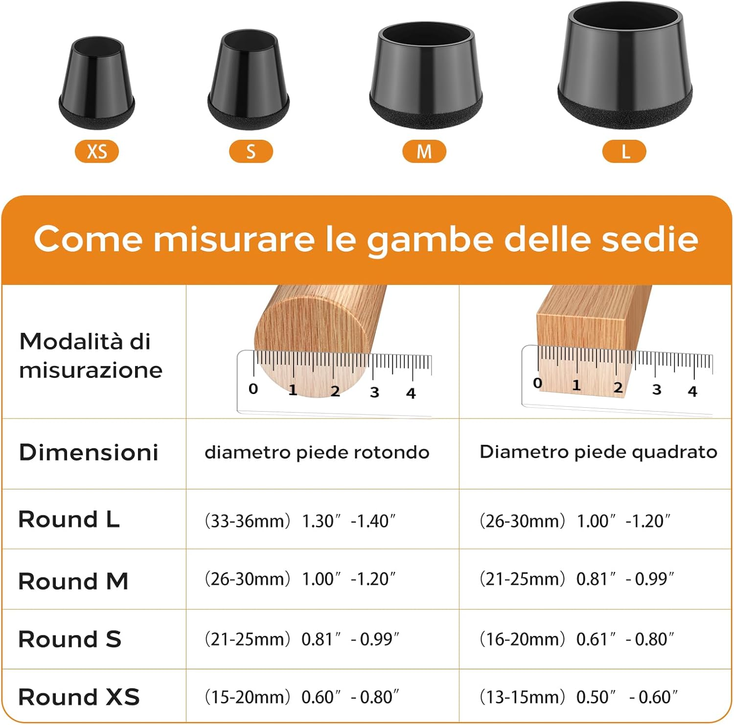 Yomanta Gommini per Sedie 24 Pezzi, Rotondi Nero XS - immagine 2