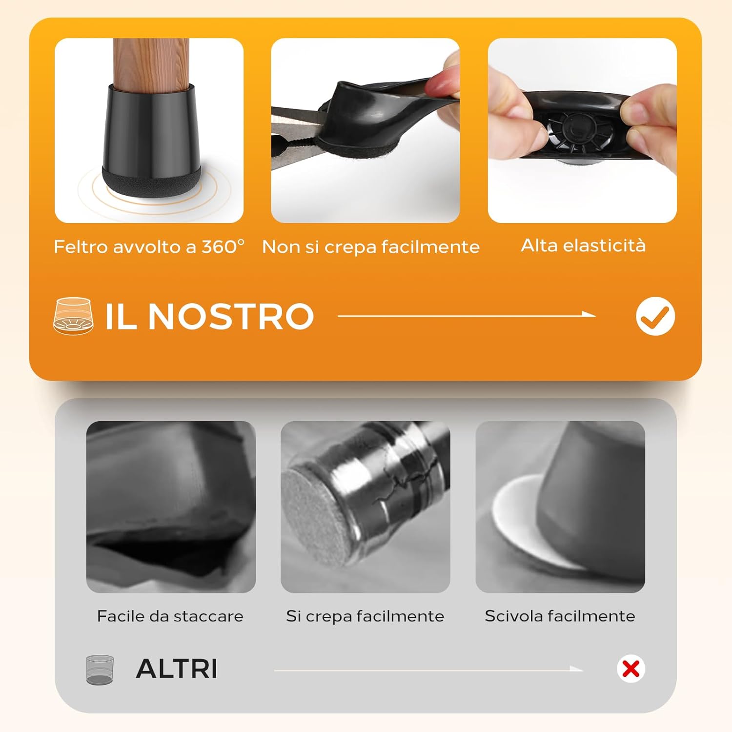 Yomanta Gommini per Sedie 24 Pezzi, Rotondi Nero XS - immagine 3