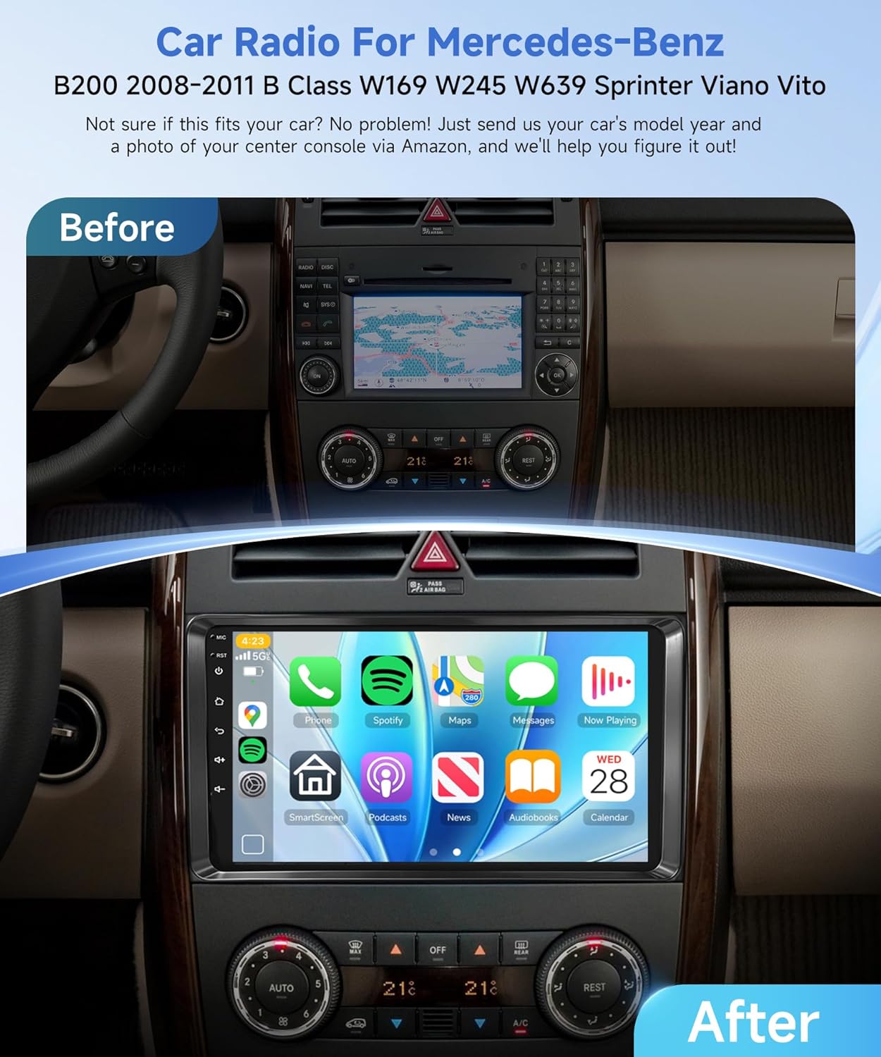 Autoradio Android 15 per Mercedes-Benz B200 2008-2011 - immagine 2